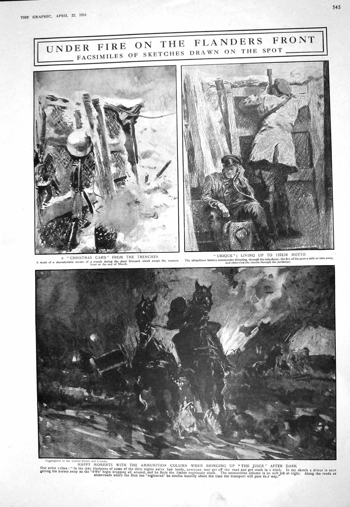 Antique Print 1916 War Flanders Siers Trenches Ammunition Davidson Gyroptic