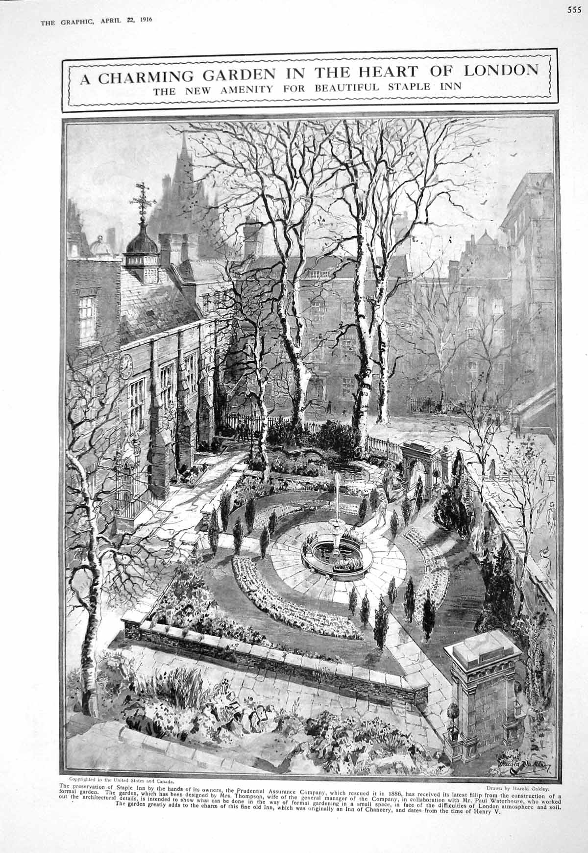 Old 1916 Staple Inn Garden Prudential Assurance Company Theatre Baham 20th
