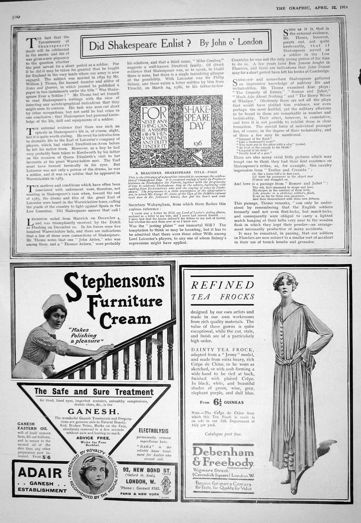 Antique Print 1916 Beautiful Shakespeare Title Page Gollancz Debenham Cream