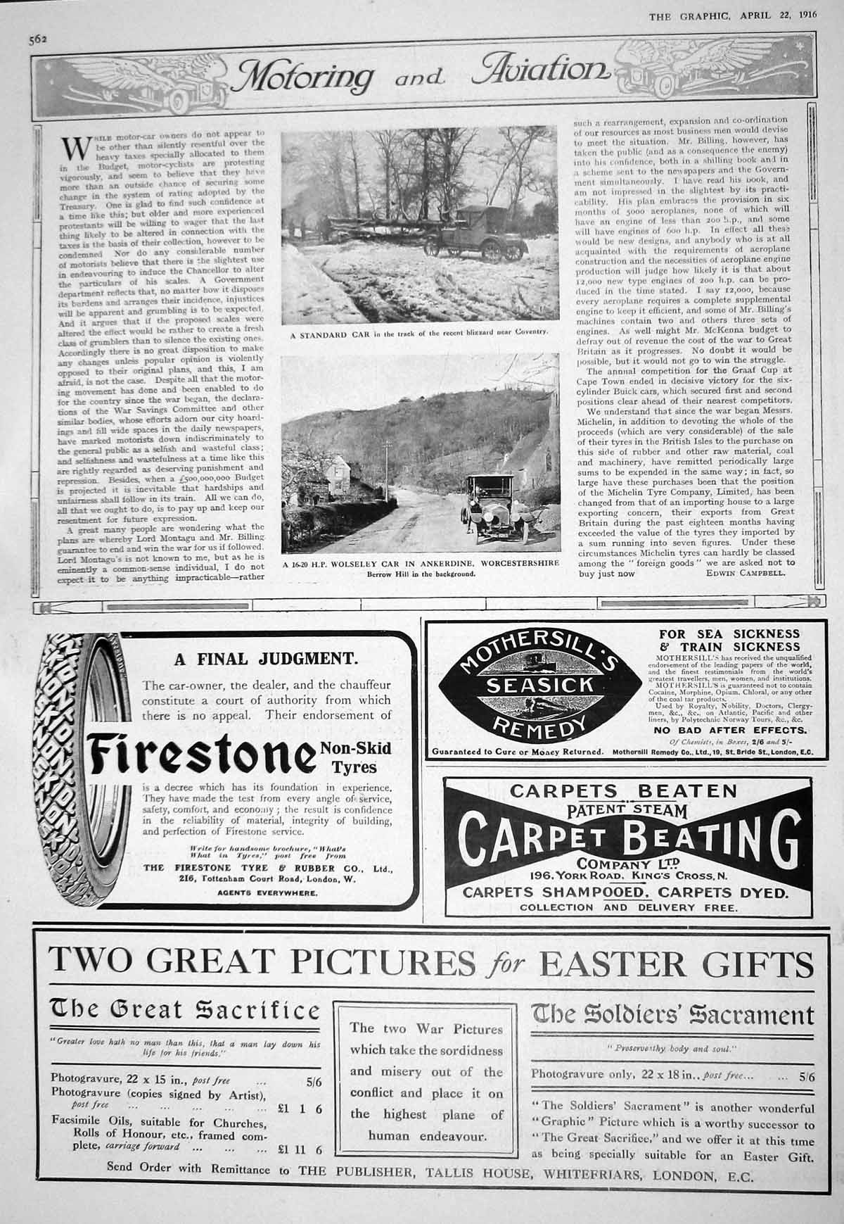 Old 1916 Standard Motor Car Wolseley Ankerdine Worcestershire Berrow 20th