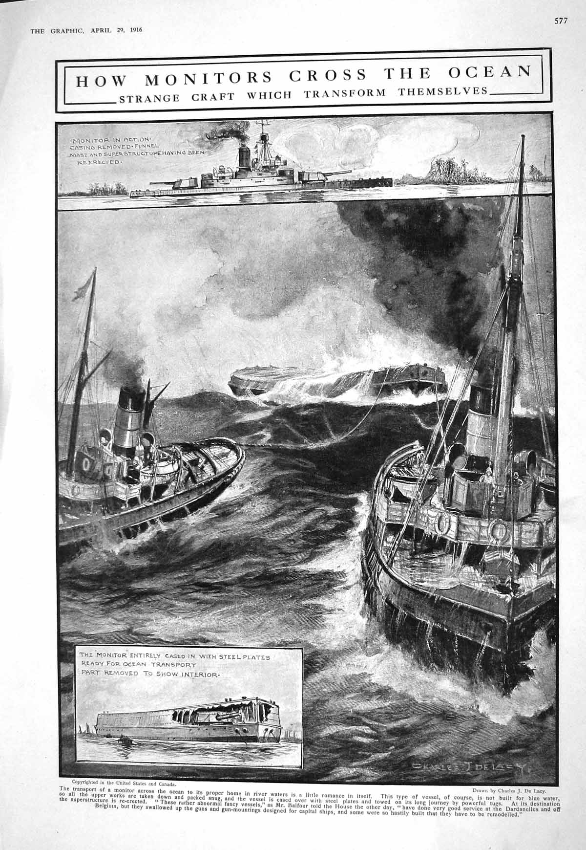 Old 1916 War Ships Monitors Transport Dardanelles Belgium Charles Lac 20th