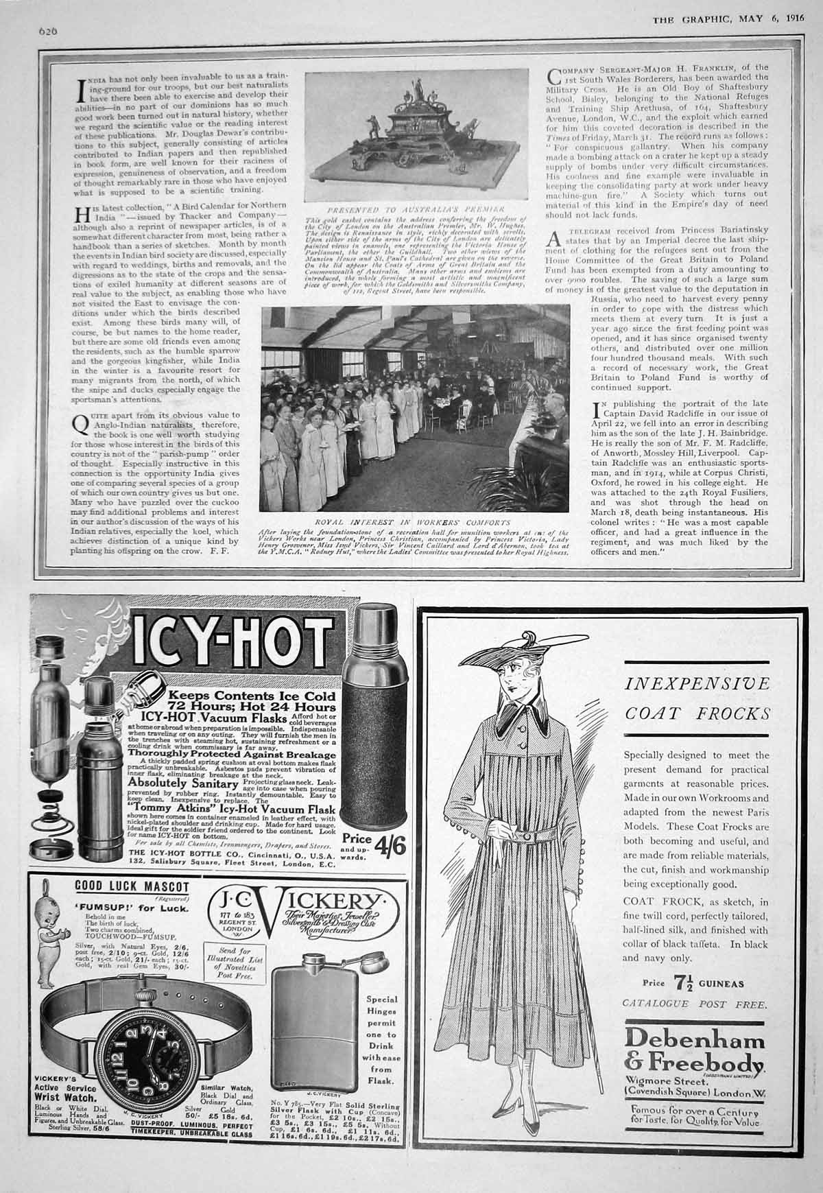 Antique Print 1916 GCasket Freedom City London Australia Hughes Princess Vi