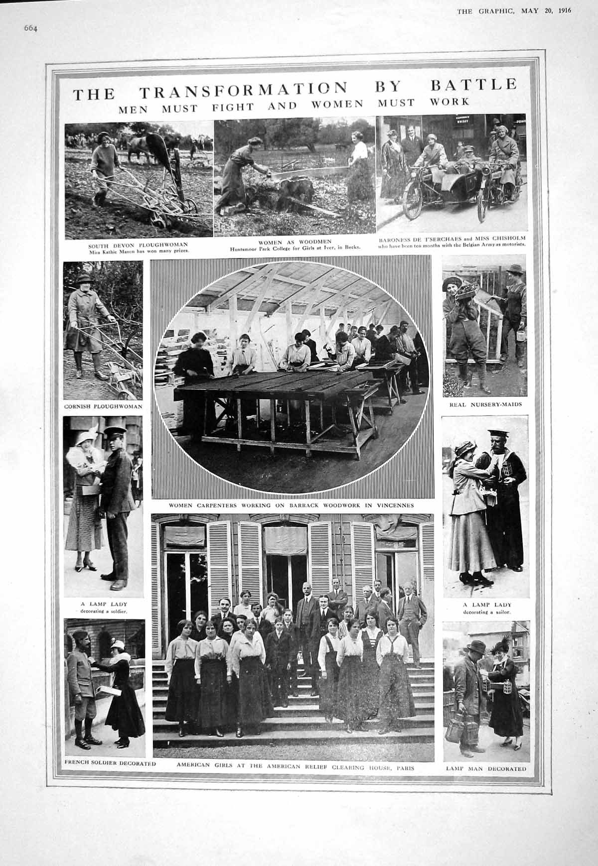 Old 1916 War Women Workers Carpenters Woodmen Chisholm Bathos Berlin 20th