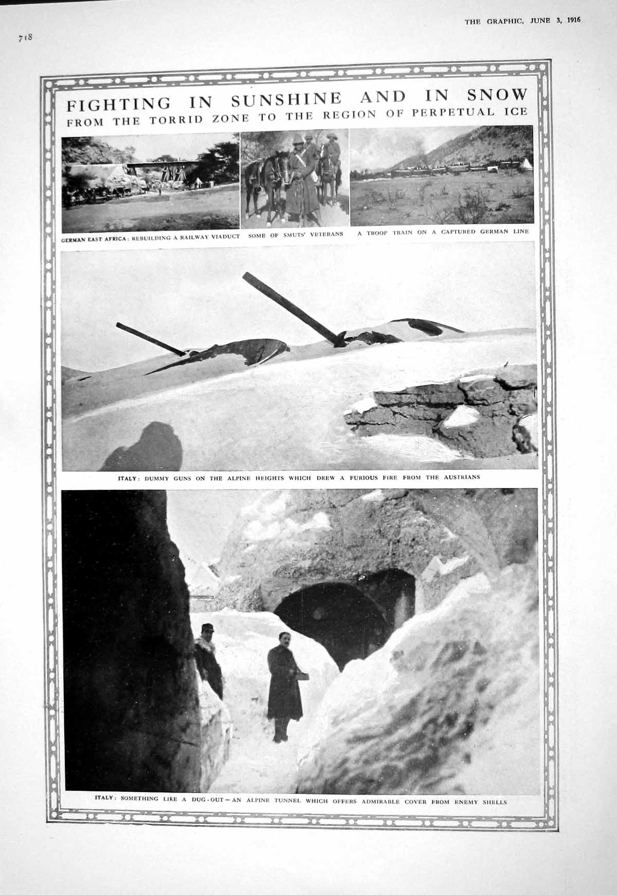 Old 1916 War Snow Africa Jan Christian Smuts Troop Train Alpine Austr 20th
