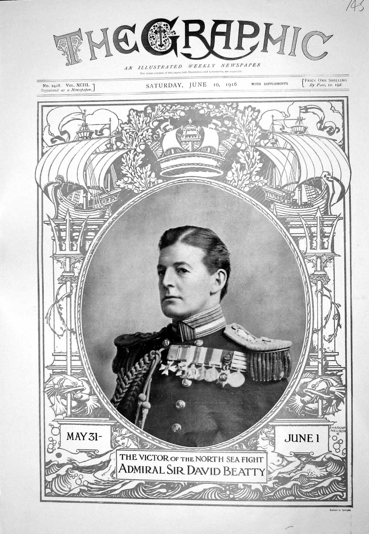 Old Print 1916 Photograph Victor North Sea Fight Admiral Sir David Beatty 20th