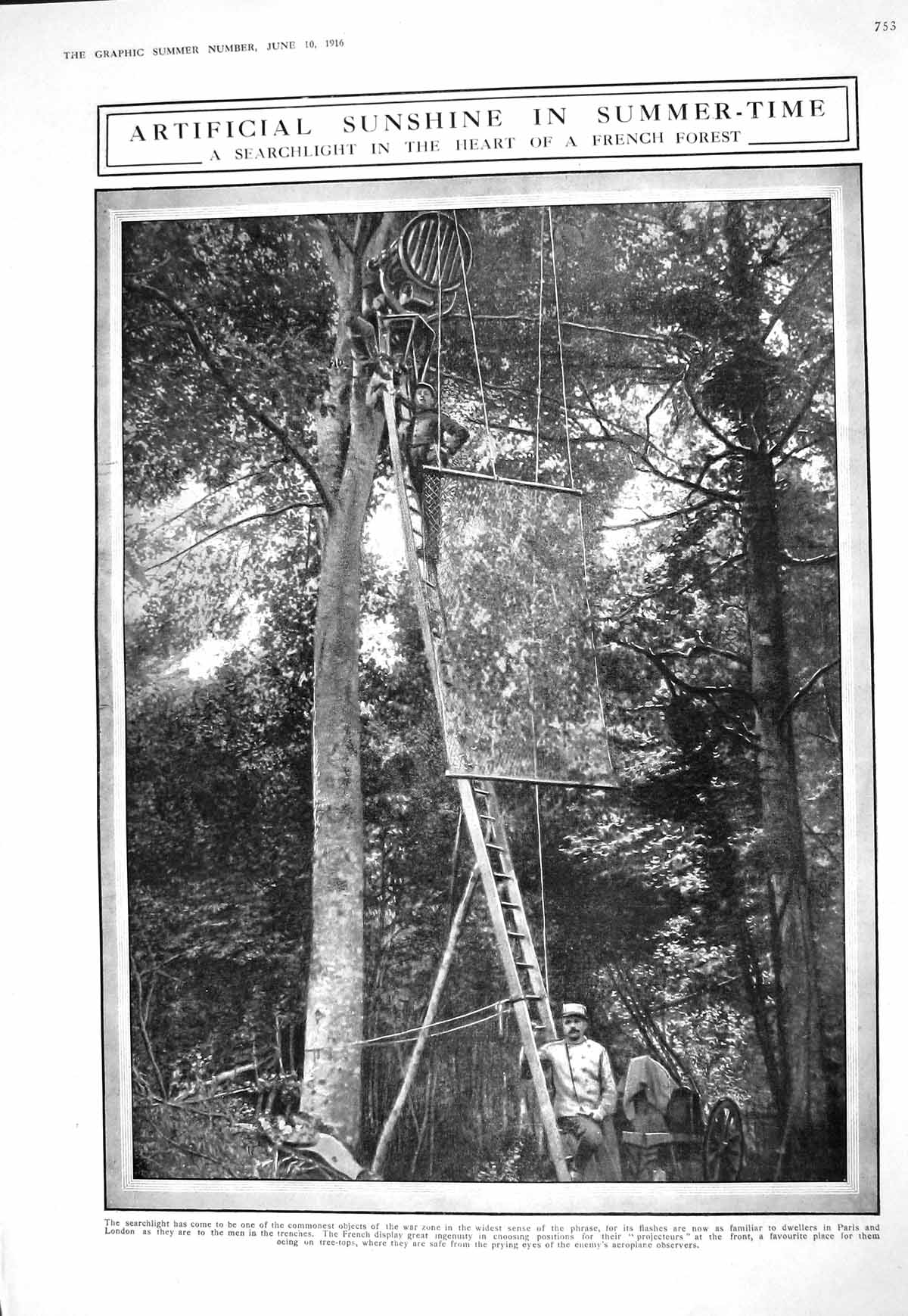 Old 1916 War Searchlight France Forest Artificial Sunshine Poilu Cham 20th