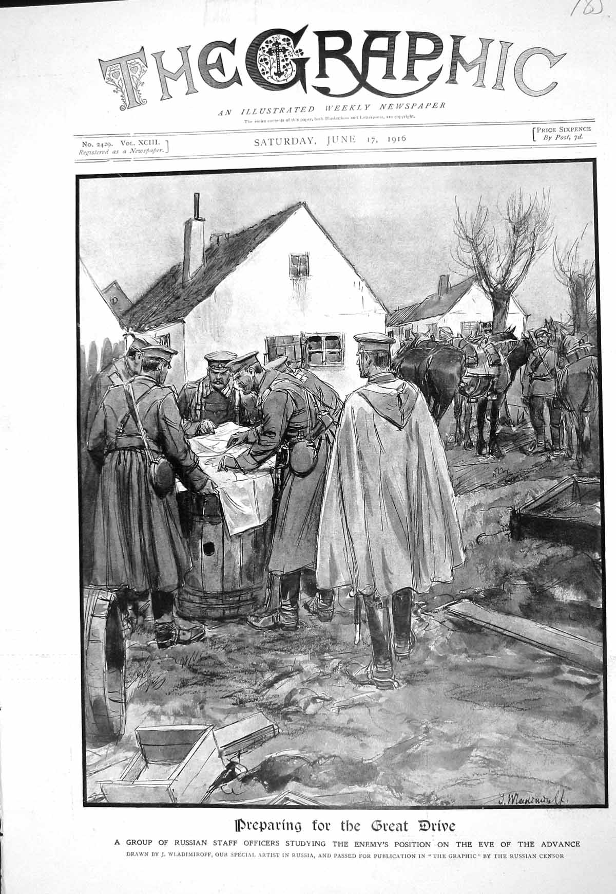 Old 1916 Scene Group Russian Staff Officers Studying Map Enemy'S Posi 20th