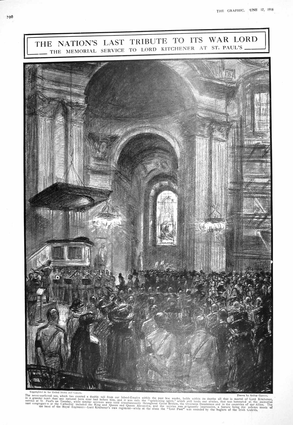 Old 1916 Memorial Service Lord Kitchener St. Paul'S War Map Lutsk Dub 20th