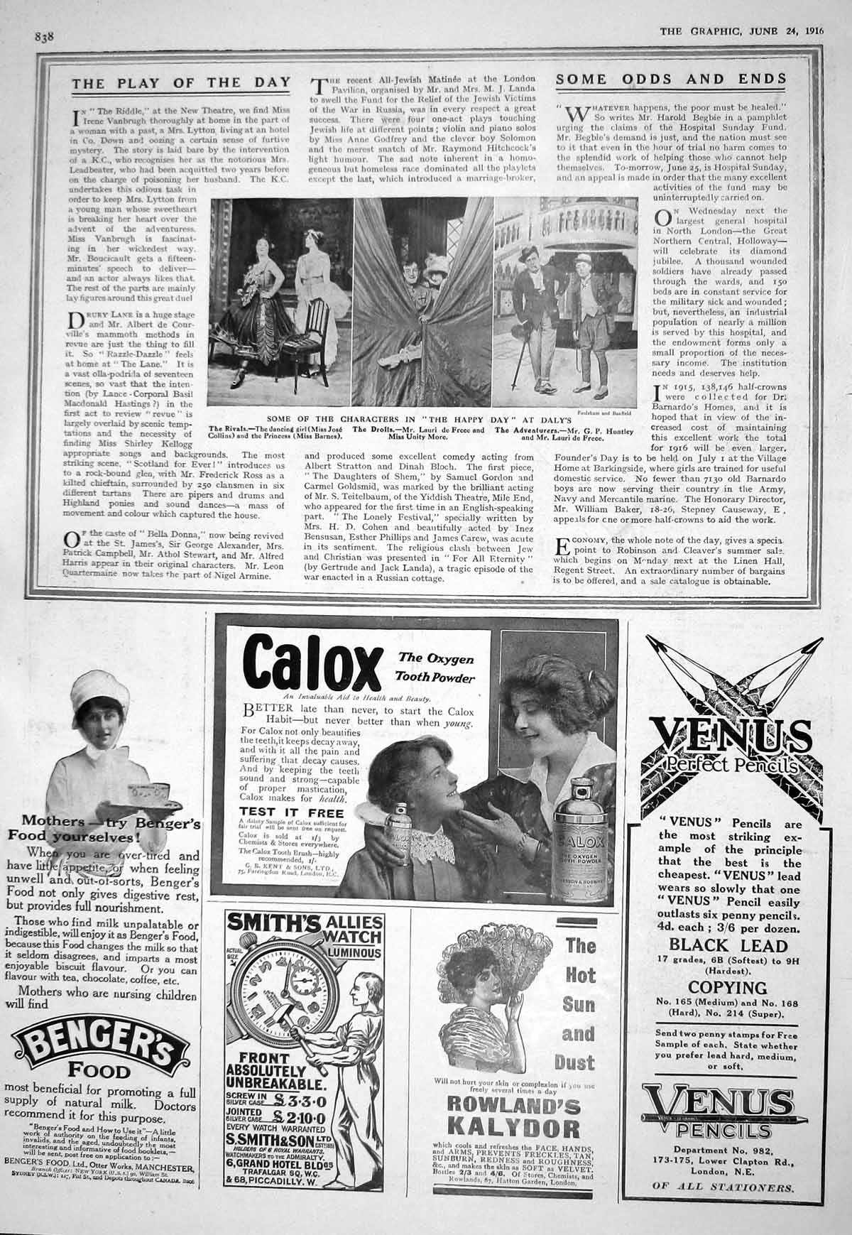 Old 1916 Theatre Collins Unity More Calox Bengers Food Venus Pencils 20th