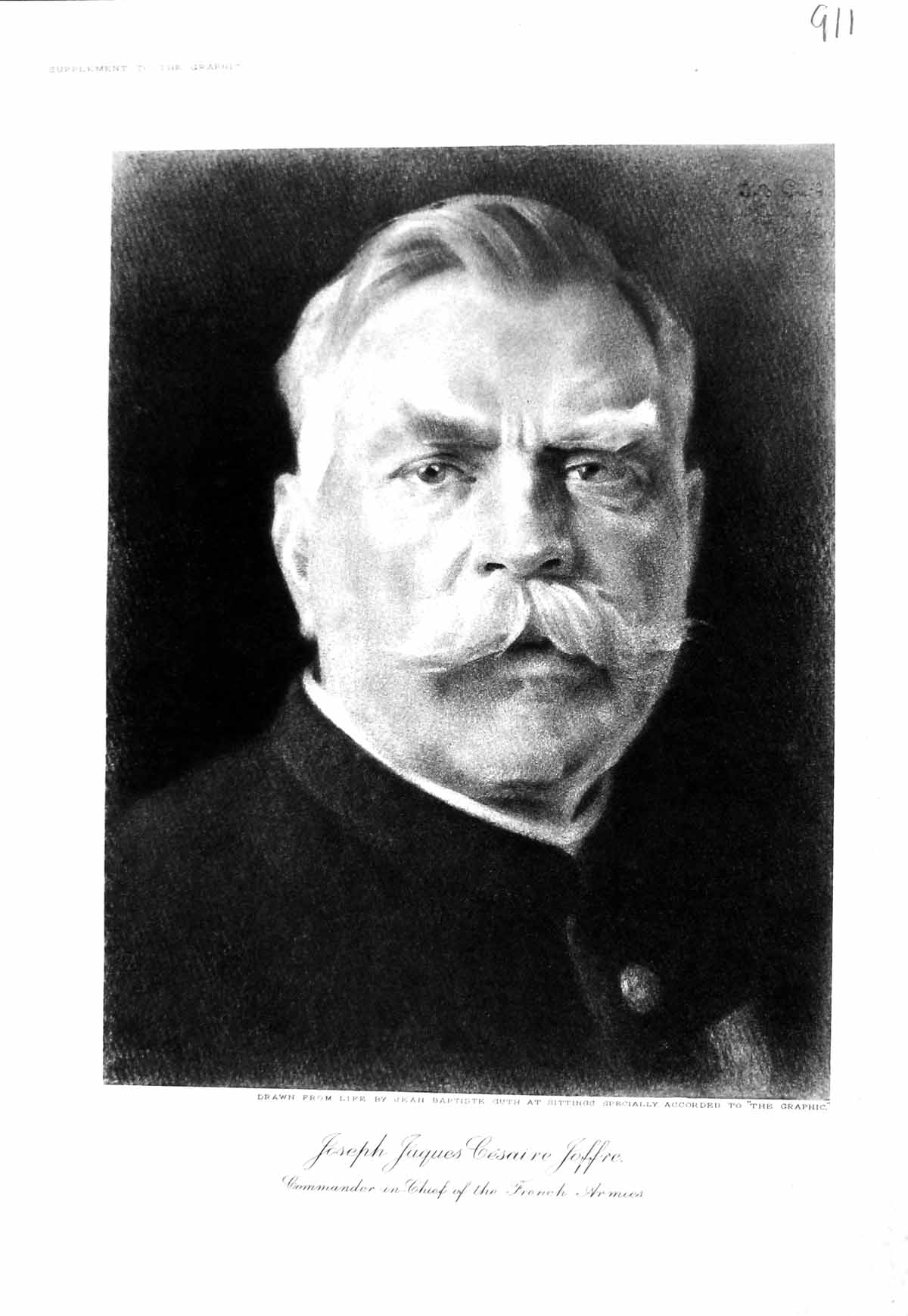 Antique Old Print 1916 Joseph Jaques Cesaire Joffre Commander-In-Chief French