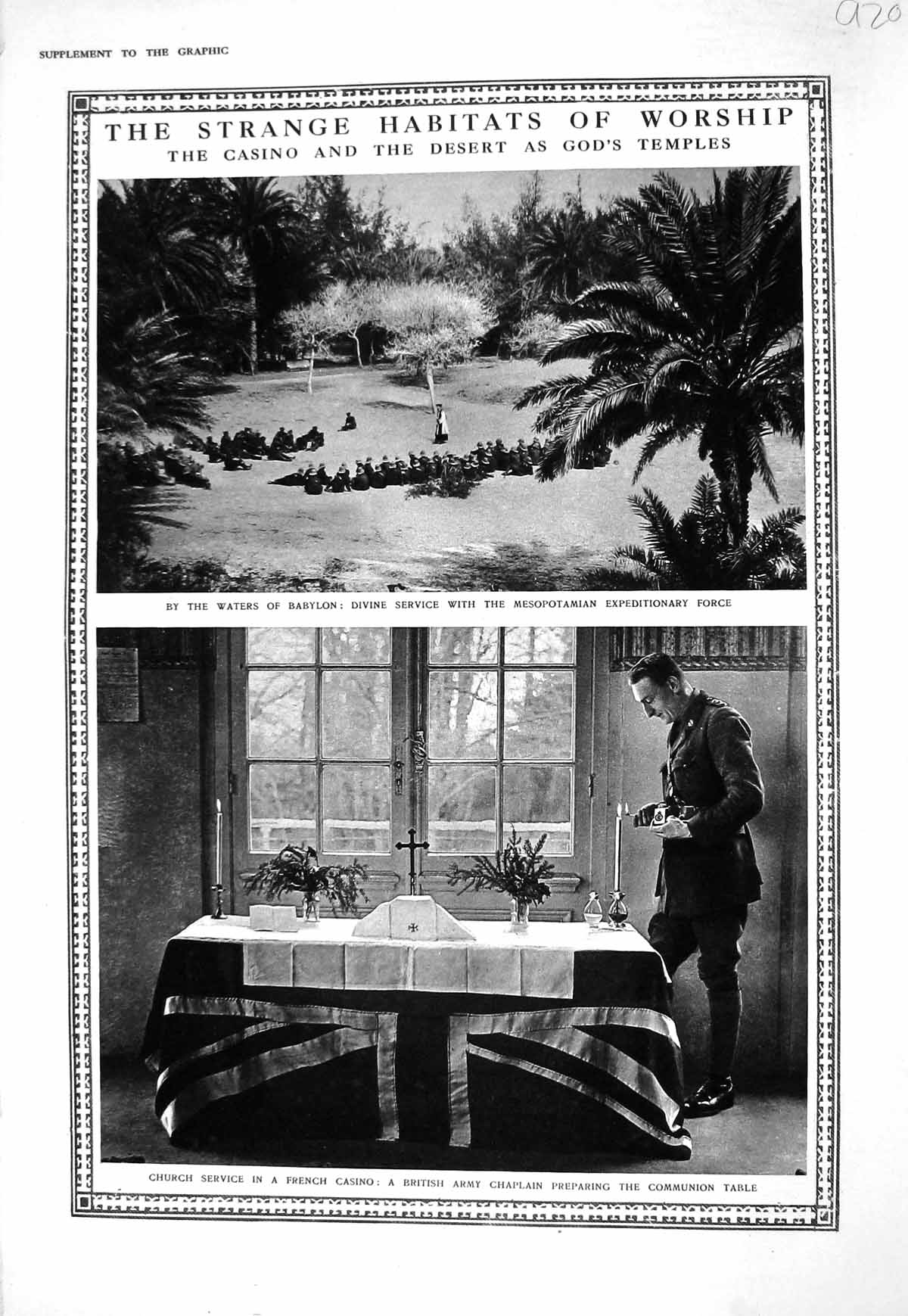 Old 1916 Waters Babylon Mesopotamia Church Communion Table Renault Ca 20th