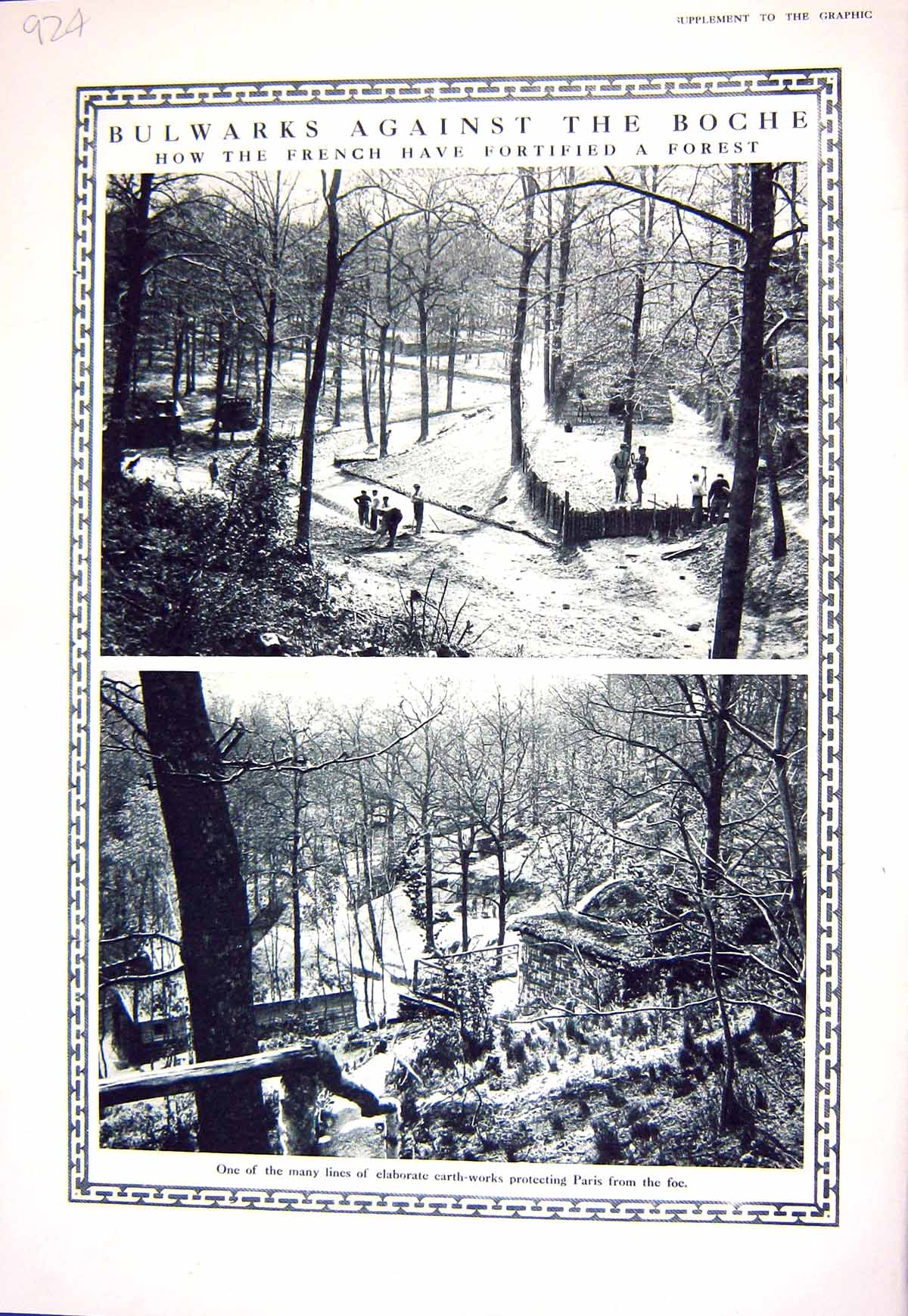 Old Print 1916 Bulwarks Boche War French Forest Siers Night Attack Trenc 20th