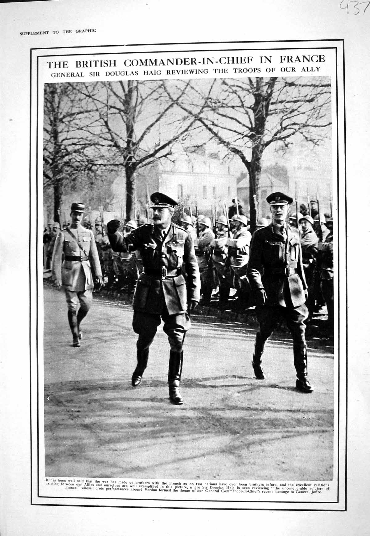 Old 1916 War Douglas Haig British Commander-In-Chief Arras France Chu 20th