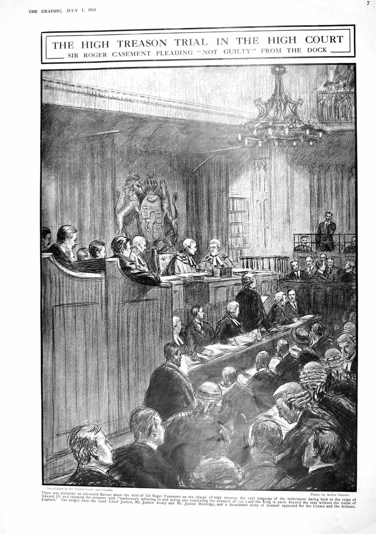 Print 1916 Treason Trial Court Roger Casement Avory Horridge Throssell War Re