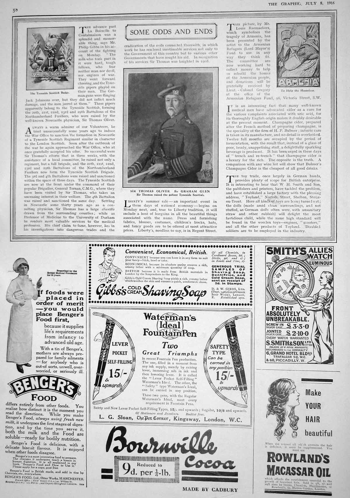 Old 1916 Thomas Oliver Tynside Badge War Gibbs Soap Smith Dunlop Tyre 20th