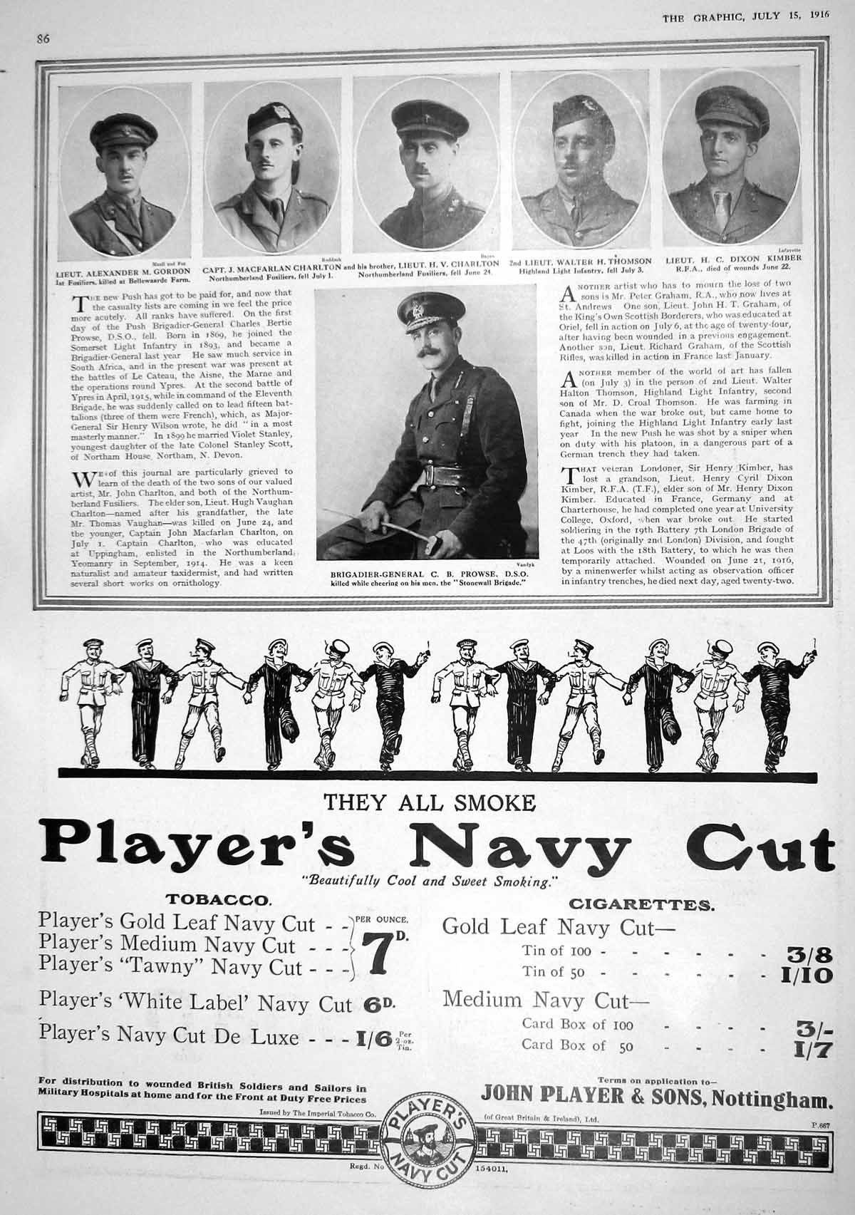 Old 1916 War Alexander Gordon Charlton Thomson Kimber Prowse Players 20th
