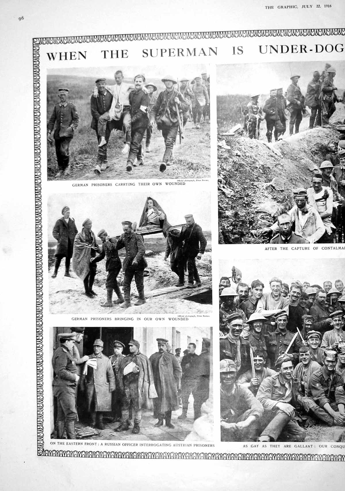 Old 1916 War German Prisoners Contalmaison Russian Officer Thomas Atk 20th