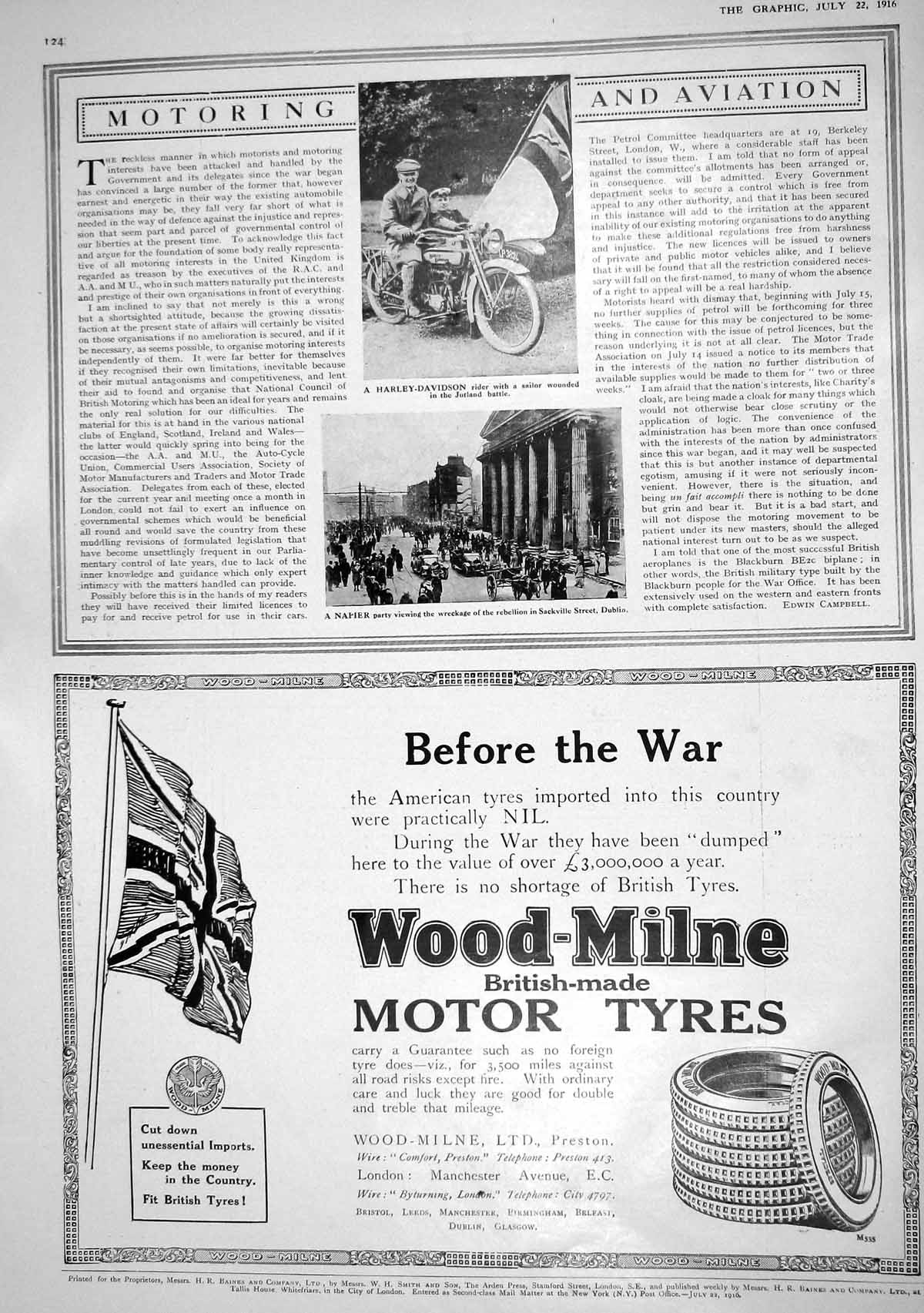 Old 1916 Harley-Davidson Sailor Jutland Battle Napier Cars Dublin Woo 20th