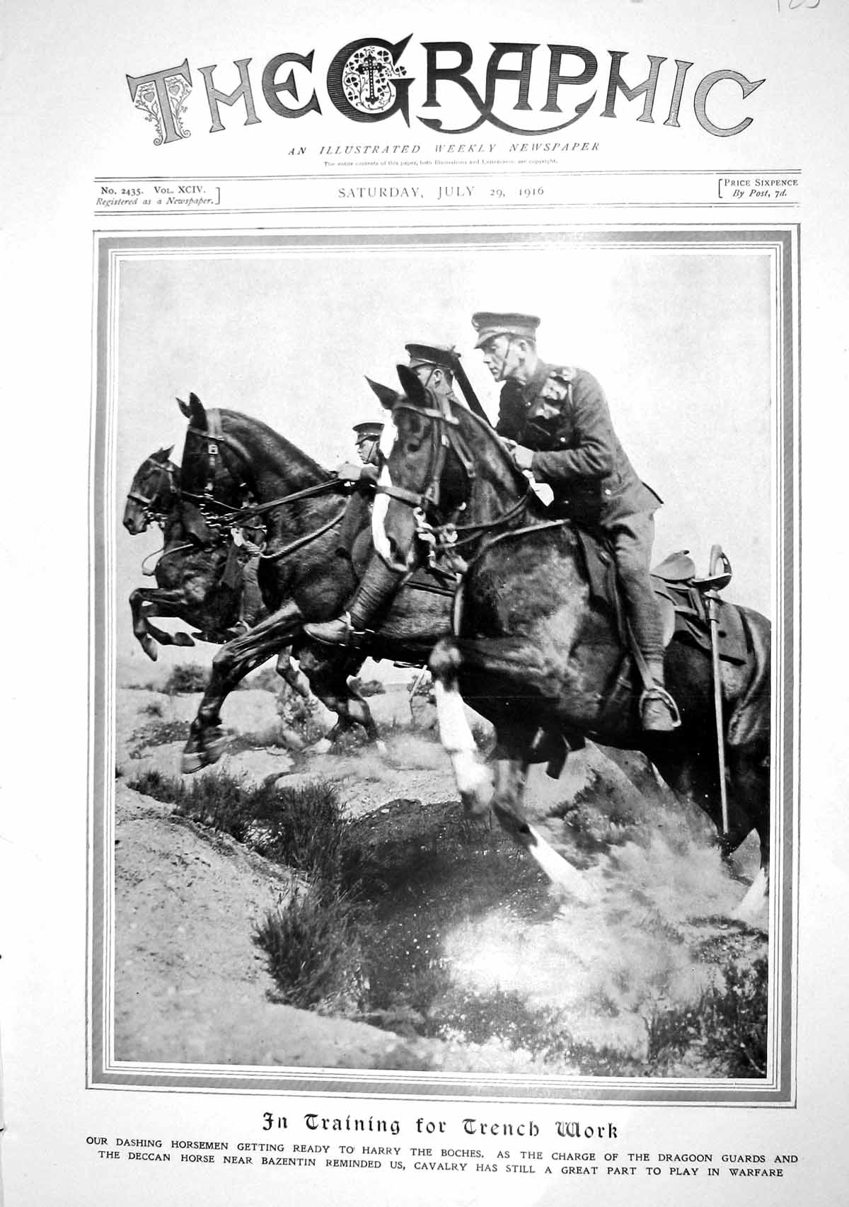 Old Antique Print 1916 War Siers Horsemen Training Trench Work Photograph 20th