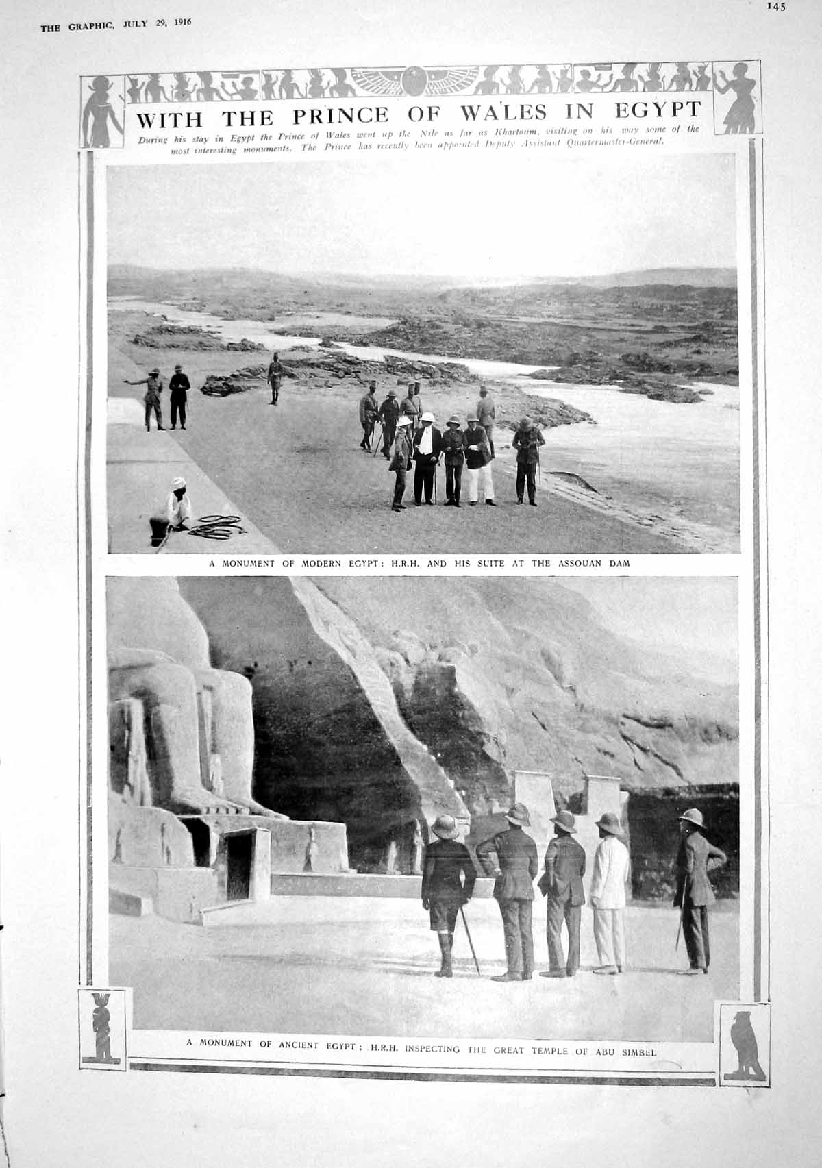 Old 1916 Prince Wales Egypt Assouan Dam Temple Abu Simbel Hindu Music 20th