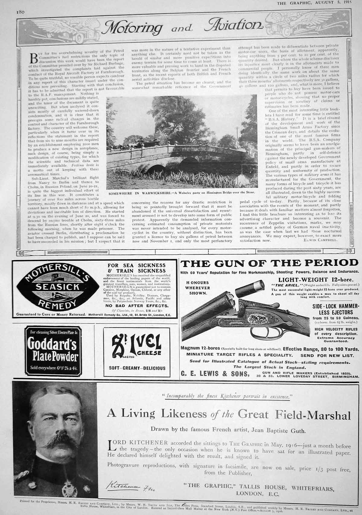 Old 1916 Wolseley Motor Car Party Stour Chivers Jellies Smiths Watche 20th