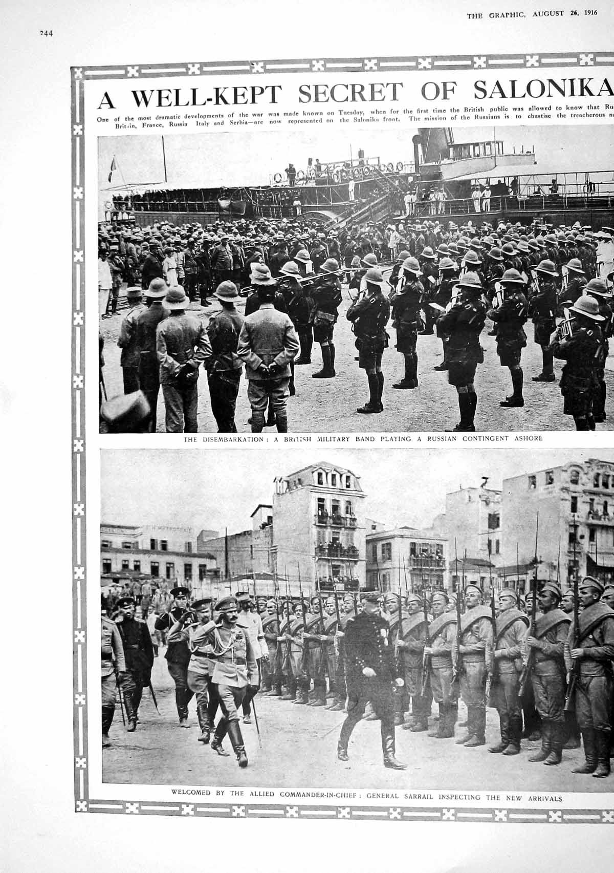 Old Print 1916 War Salonika Siers British Military Band Sapprail Hospita 20th