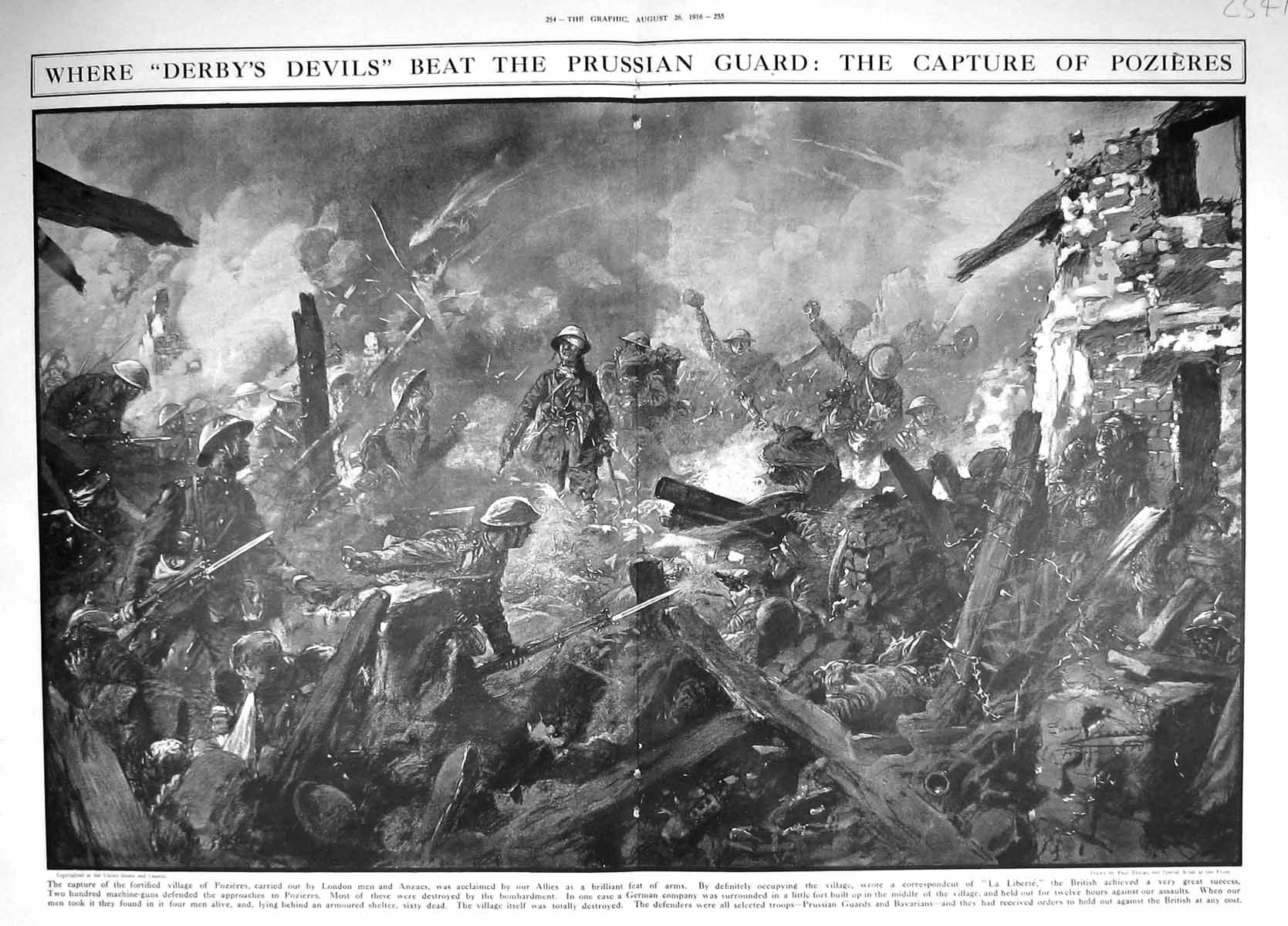 Old 1916 Capture Fortified Village Pozieres Prussian Guard British So 20th