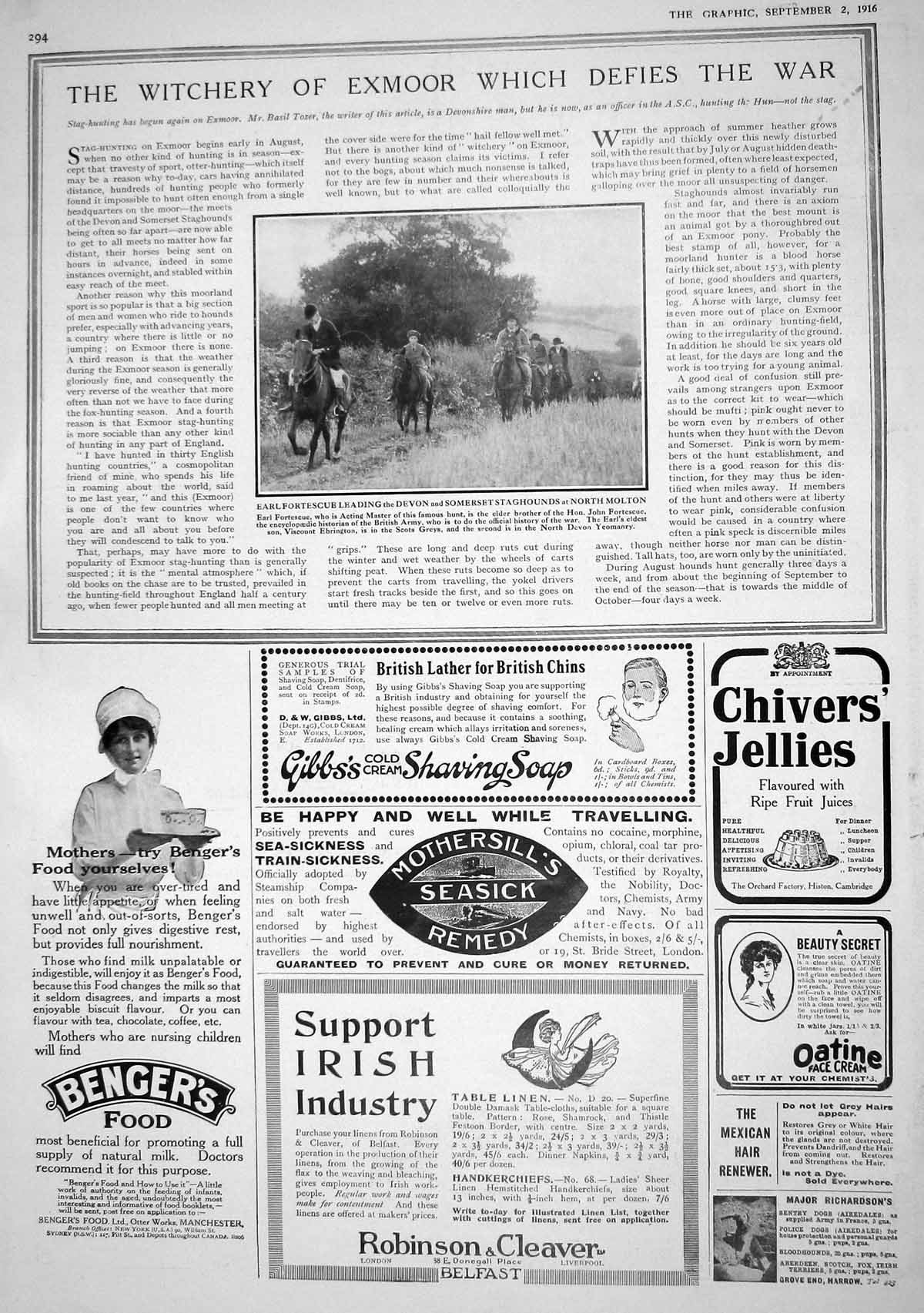 Old 1916 Earl Fortescue Devon Staghounds Molton Hunting Wrights Soap 20th