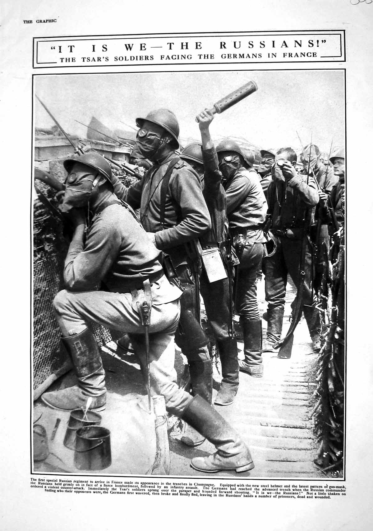 Old Print 1916 Russian War Siers France Trench Champagne Fire Farmyard B 20th