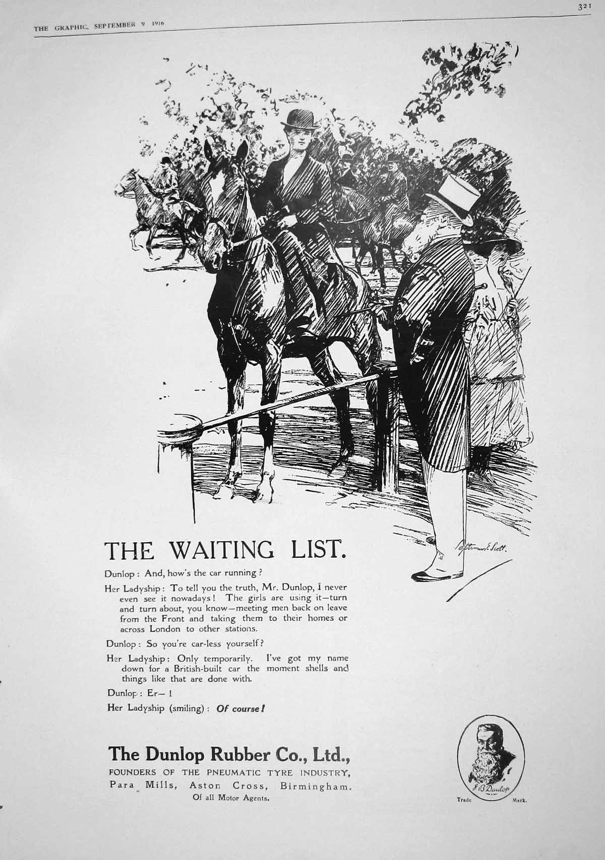 Antique Print 1916 Dunlop Rubber Tyres Cigarettes Ypres Army King Roumania 20th