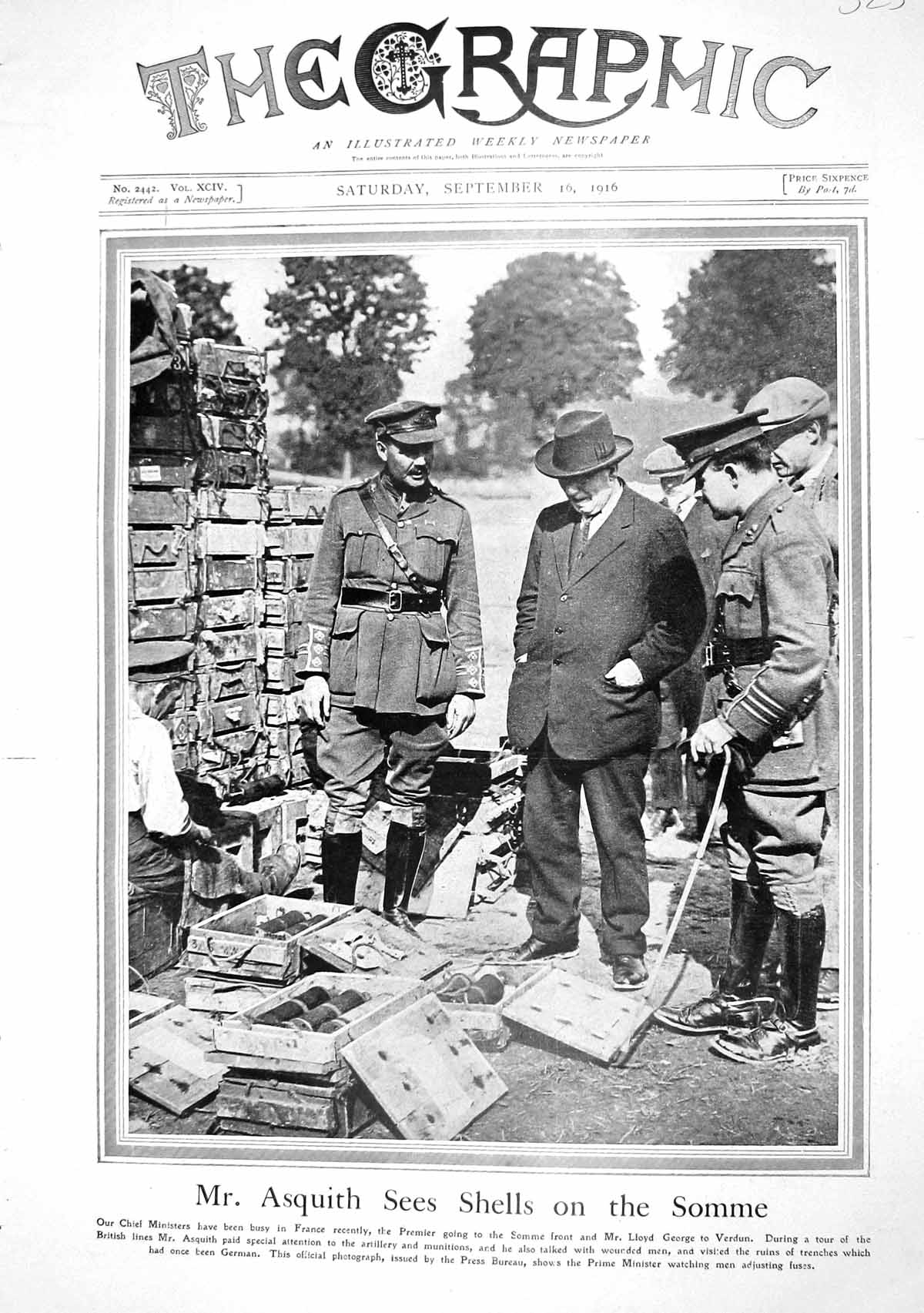 Old 1916 Mr. Asquith Somme Lloyd George Verdun Marne War Graves Thiep 20th