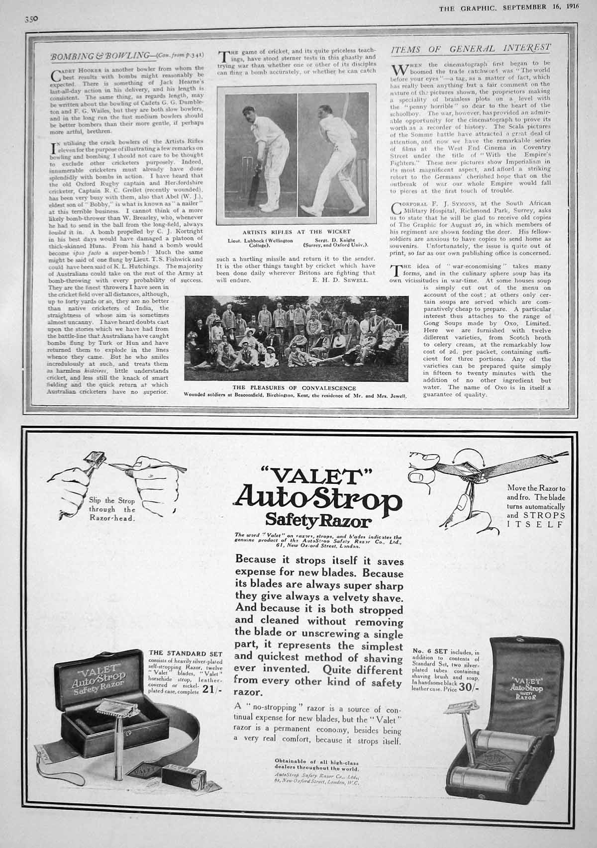 Old Print 1916 Cricket Lubbock Knight Wounded War Siers Beaconsfield Jew 20th
