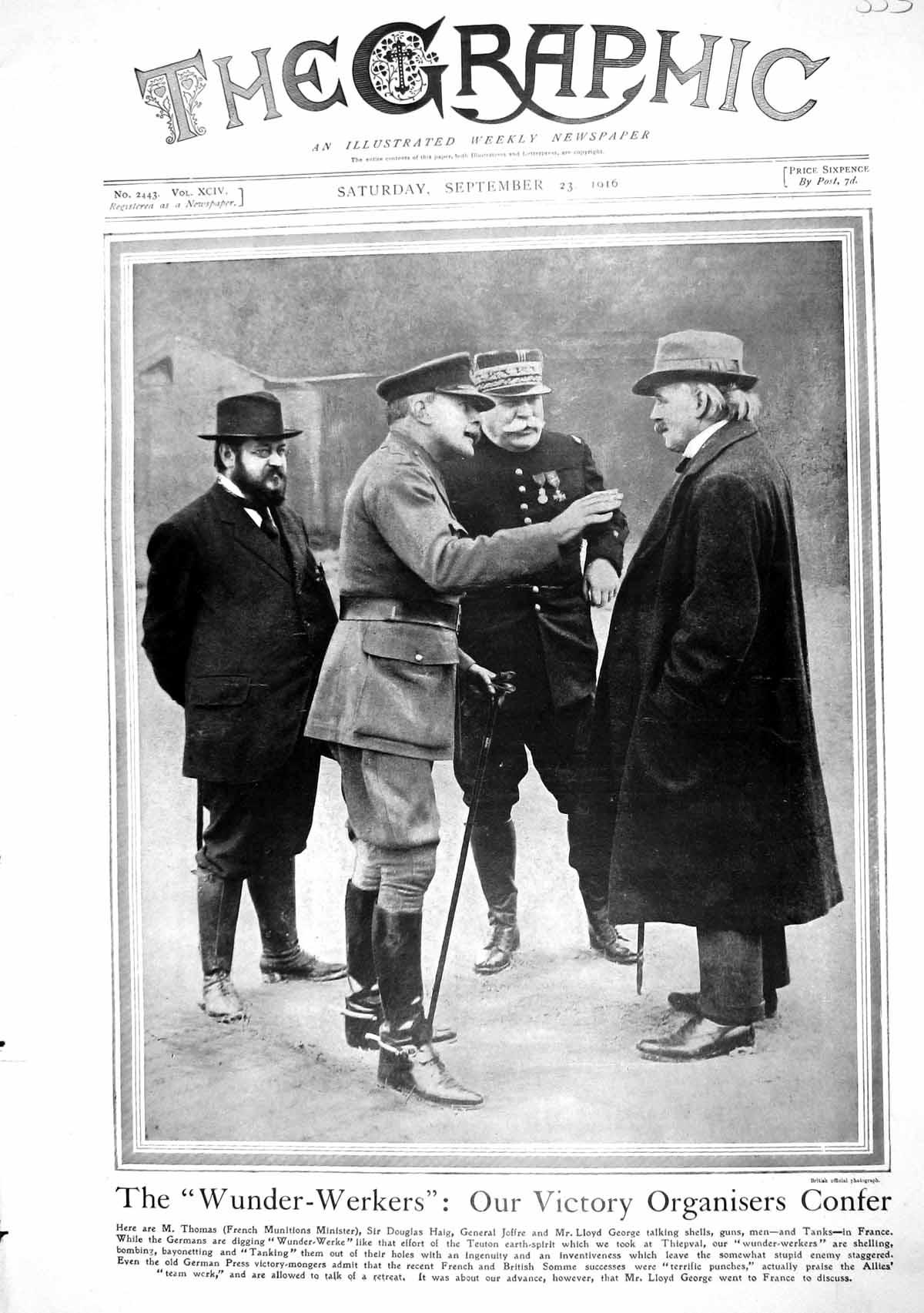 Old 1916 War Thomas French Munition Ministers Douglas Haig Joffre Geo 20th