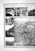 Old Print 1916 War Somme German Plane Morrell Map Trench Mortar Siers Bo 20th