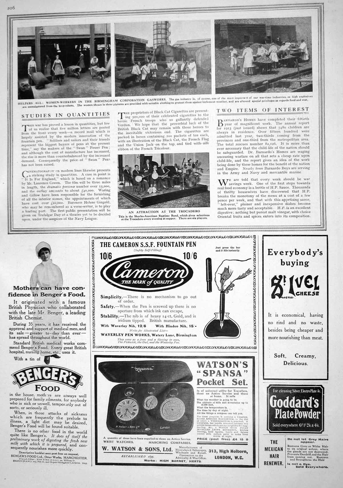 Old 1916 Women Workers Birmigham Gasworks War Industry Trocadero Came 20th