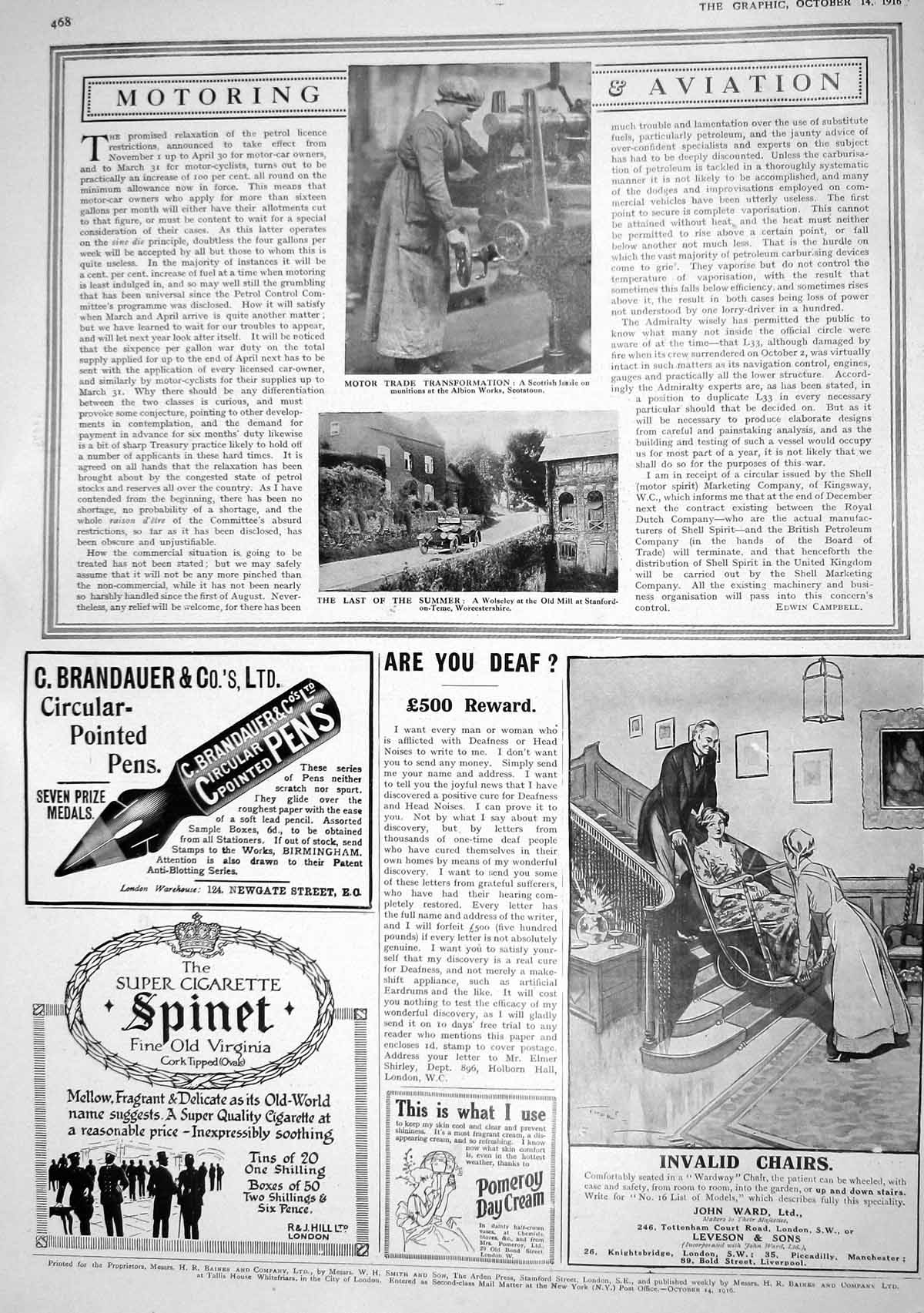 Old 1916 Munitions Albion Works Scotstoun Wolseley Motor Car Invalid 20th