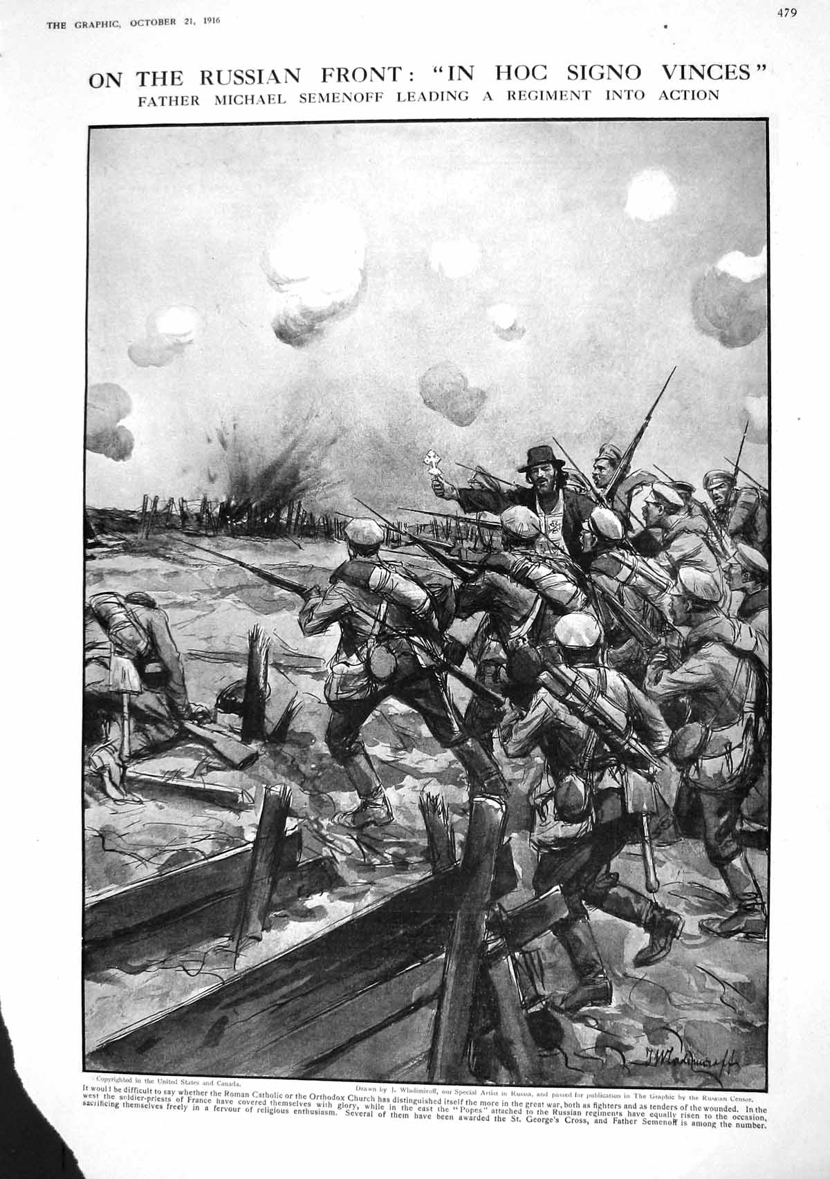 Old Print 1916 Russian Siers War Father Michael Semenoff Ship Nelson Vic 20th