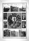 Old Print 1916 War Siers Somme Nurses Policemen Women Workers Map Rouman 20th
