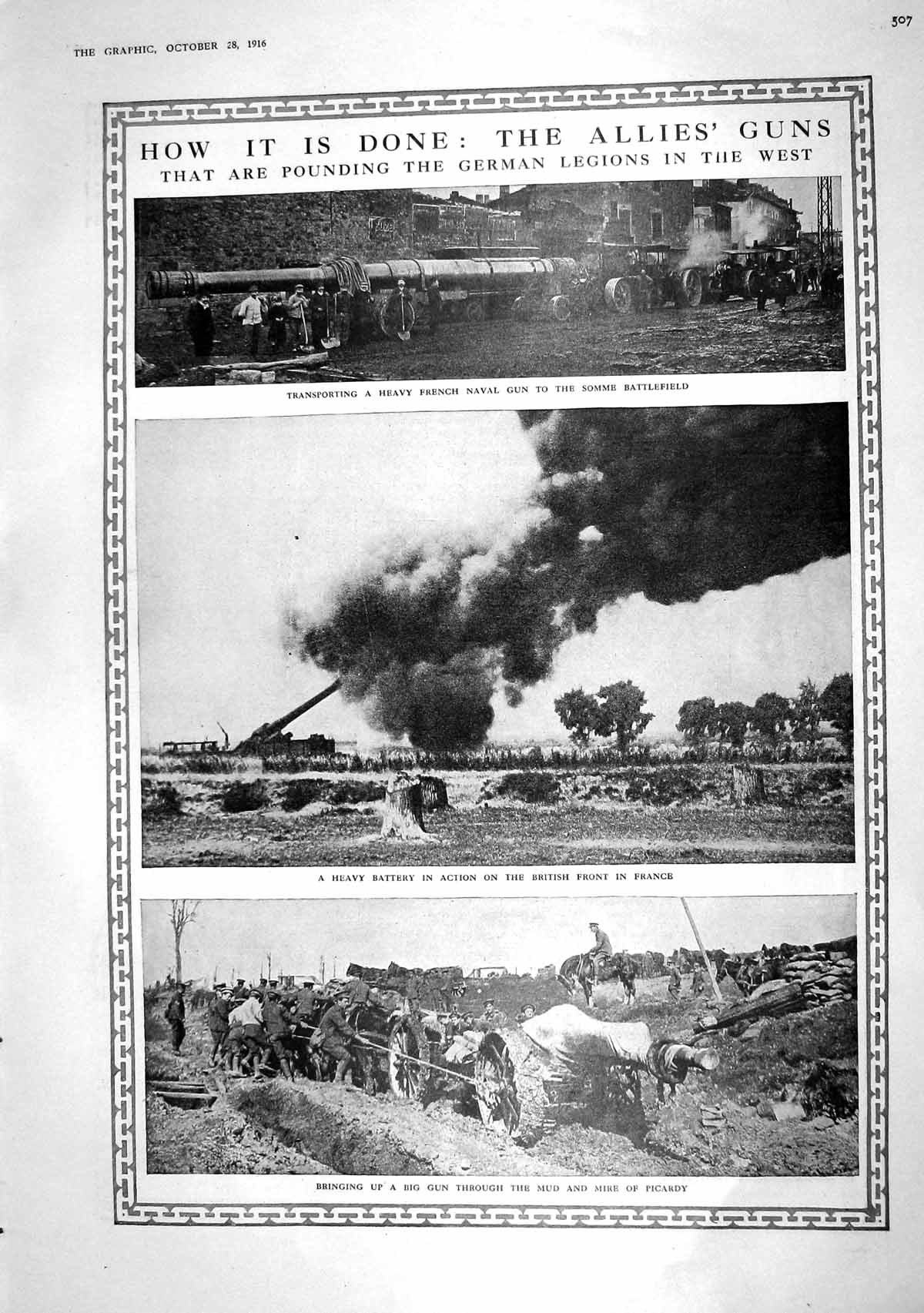 Old 1916 War Transport Heavy Gun Somme France Picardy Sharp Gifford E 20th