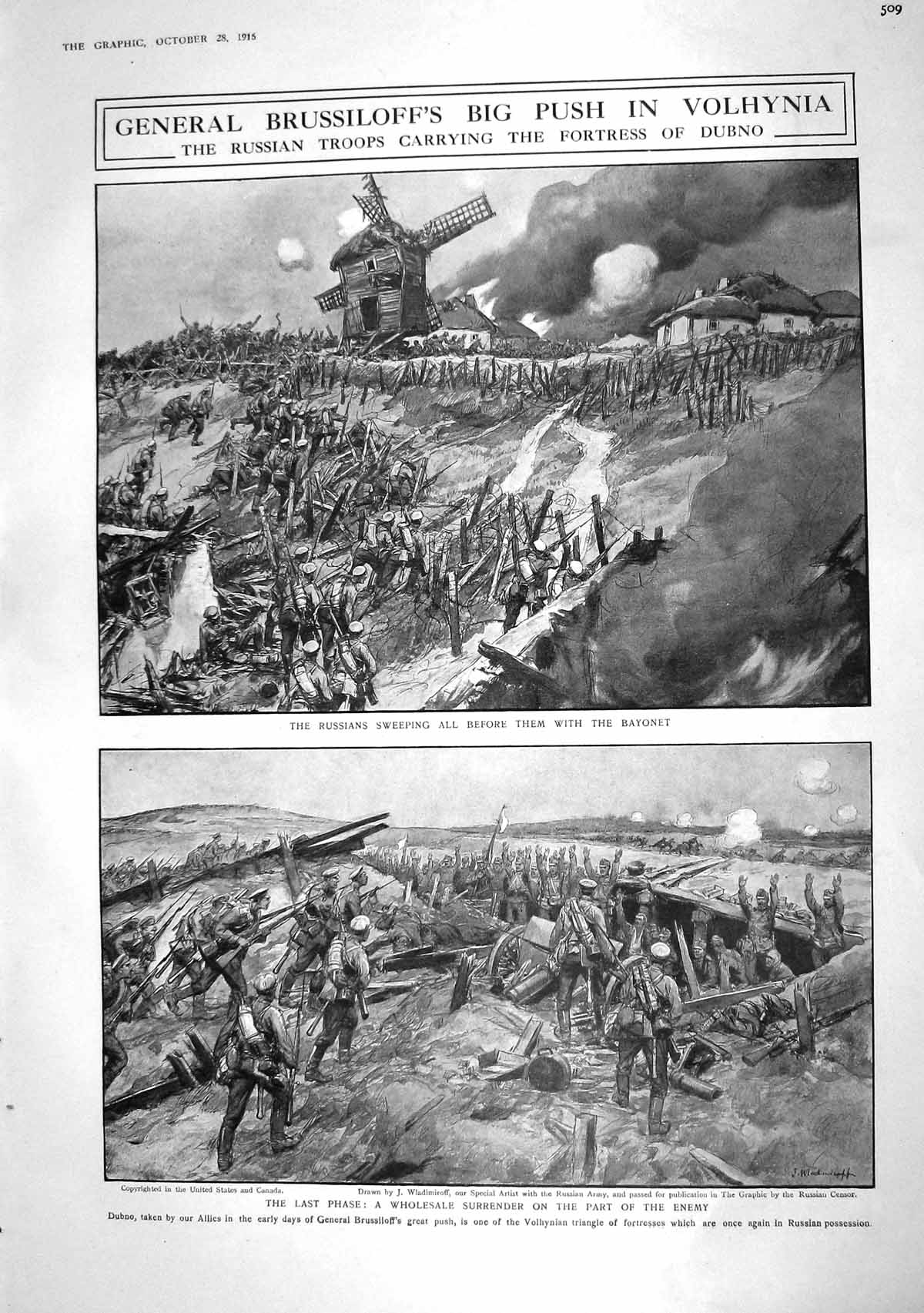 Old 1916 General Brussiloff Volhynia Russian Siers Fortress Dubno Punja 20th