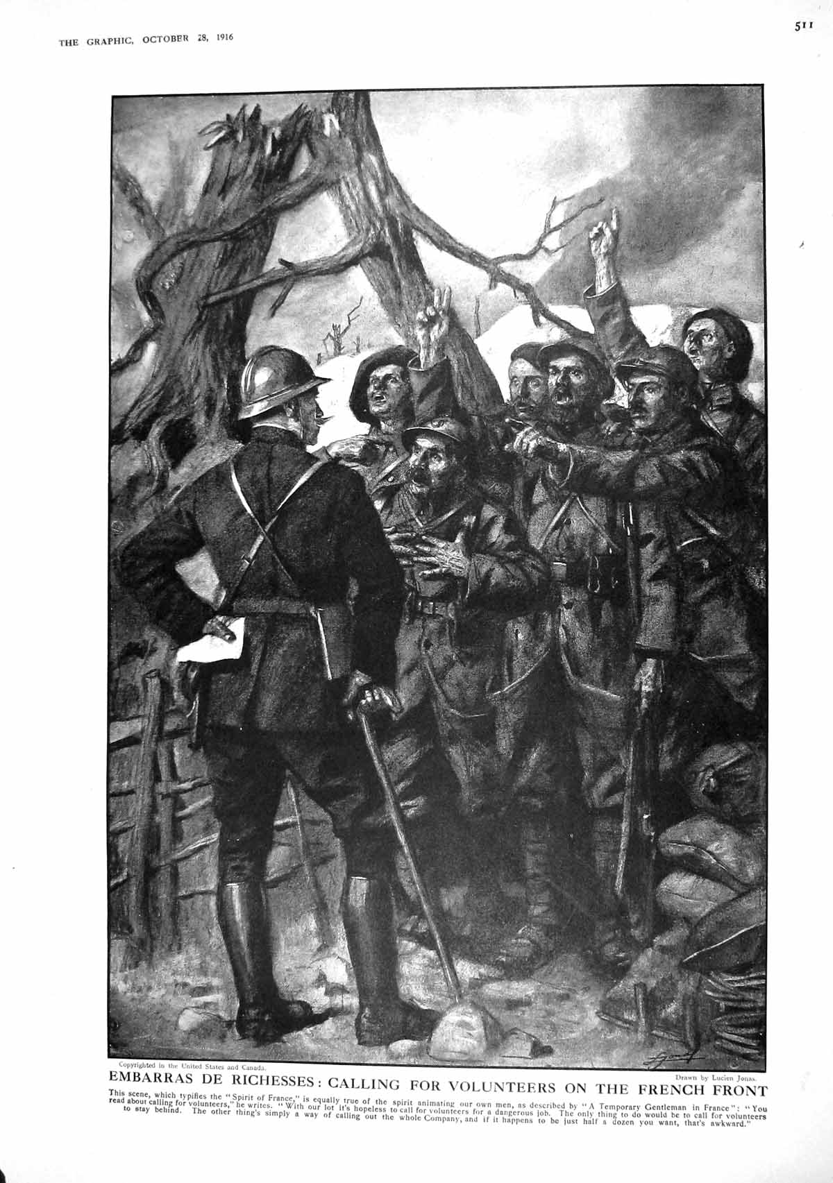 Old Print 1916 War Siers Calling Volunteers France General Georgescu Rou 20th