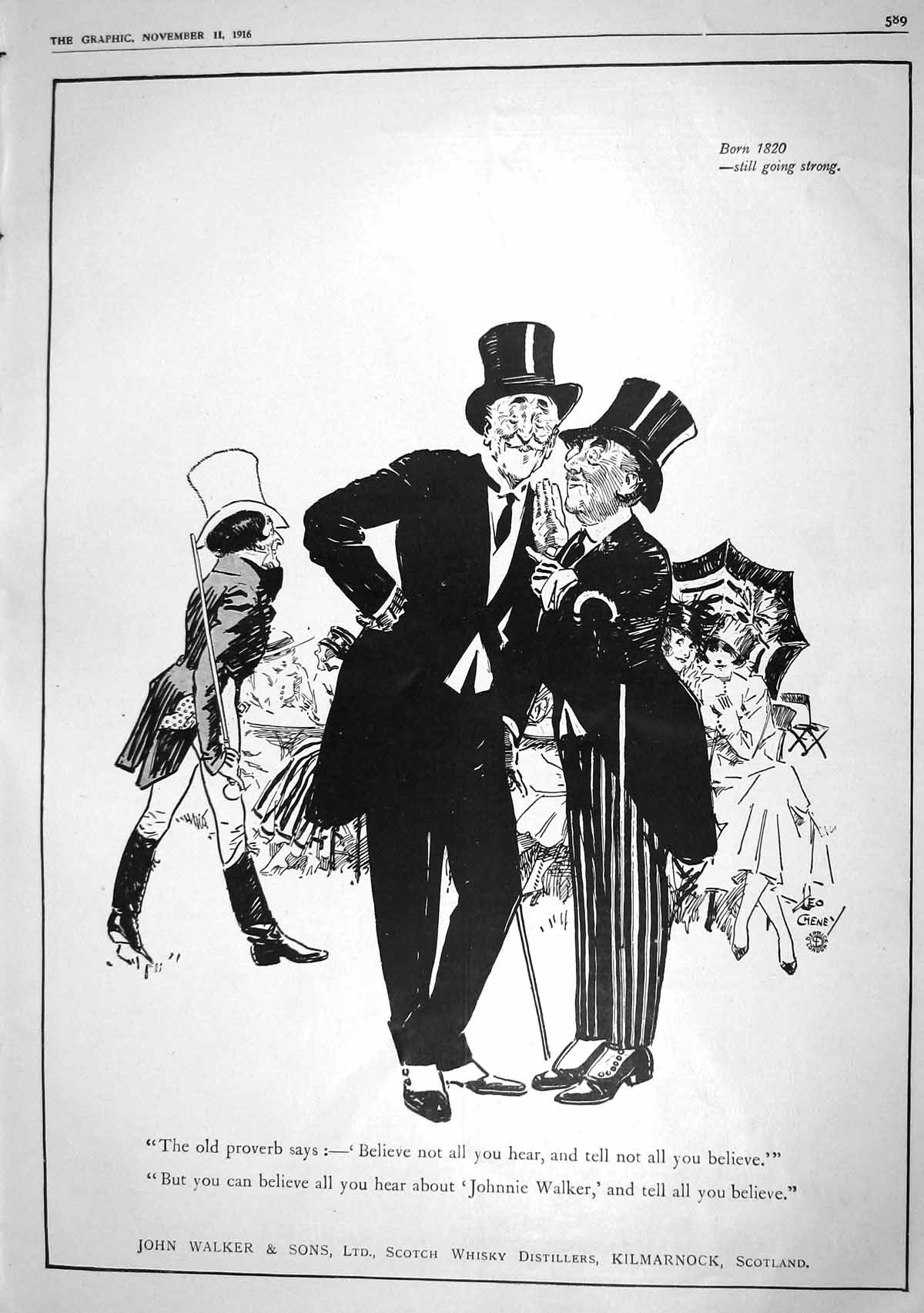 Old Print 1916 John Walker Scotch Whisky Milk Maid Sandringham Wilkinson 20th