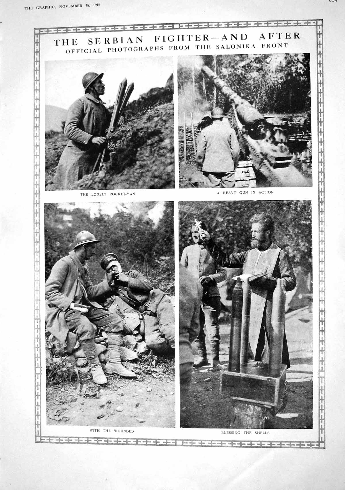 Antique Print 1916 War Serbian Fighter Salonika Siers Vulcan Pass Turgo Jin