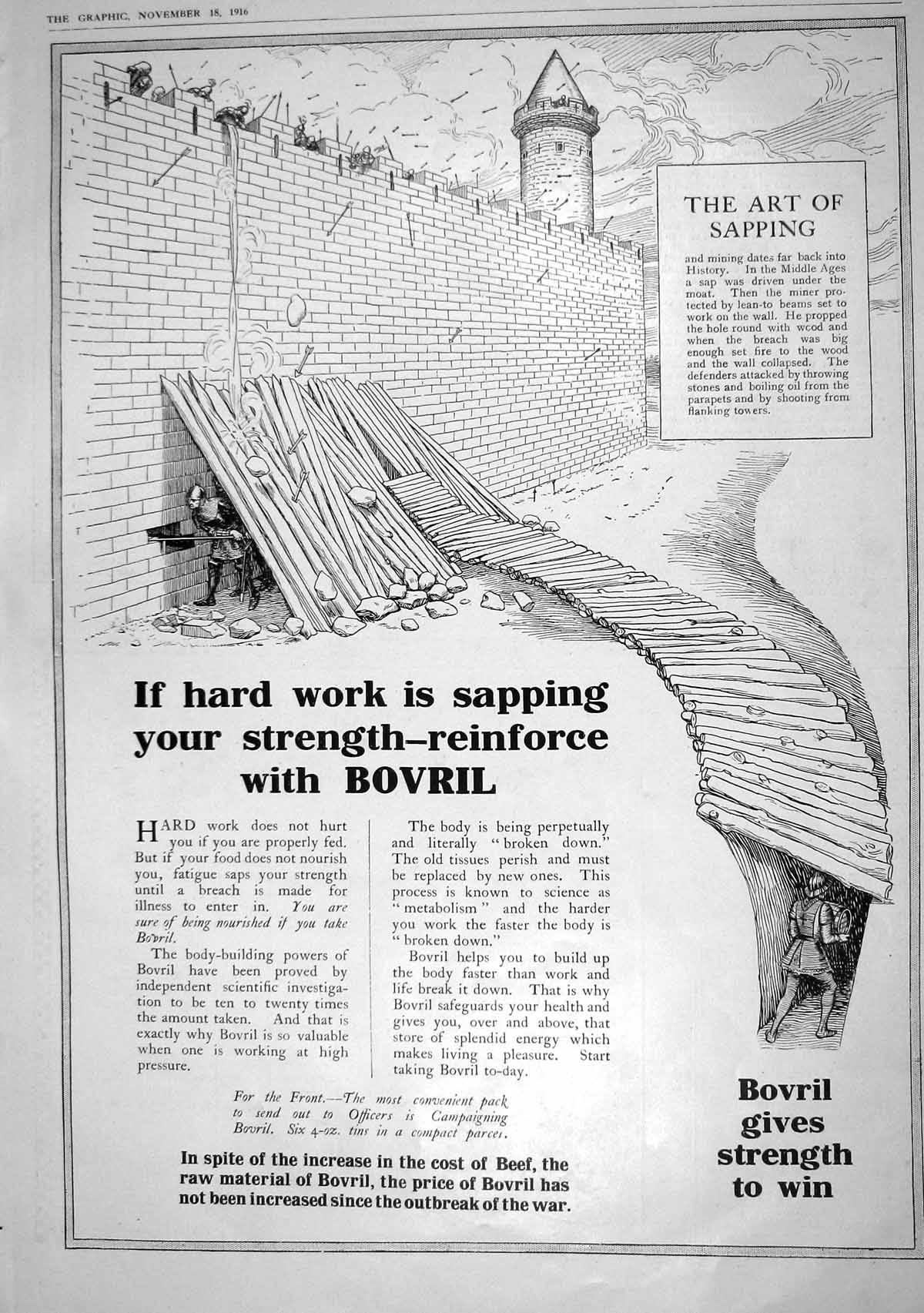 Antique Old Print 1916 Bovril Vitafer Erasmic Soap Bennet Watch Protopopoff