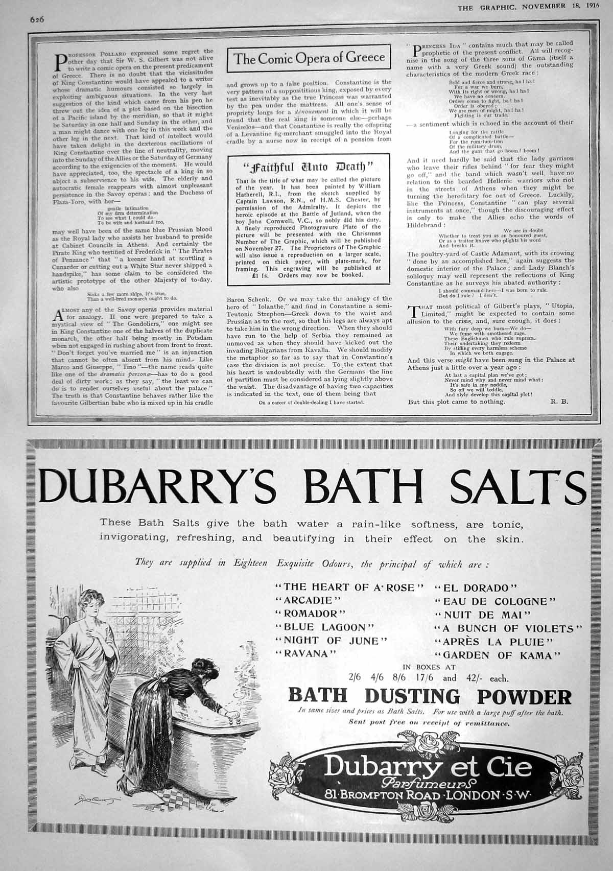 Old 1916 Dubarry'S Bath Salts Dusting Powde Parfumeurs Brompton Londo 20th
