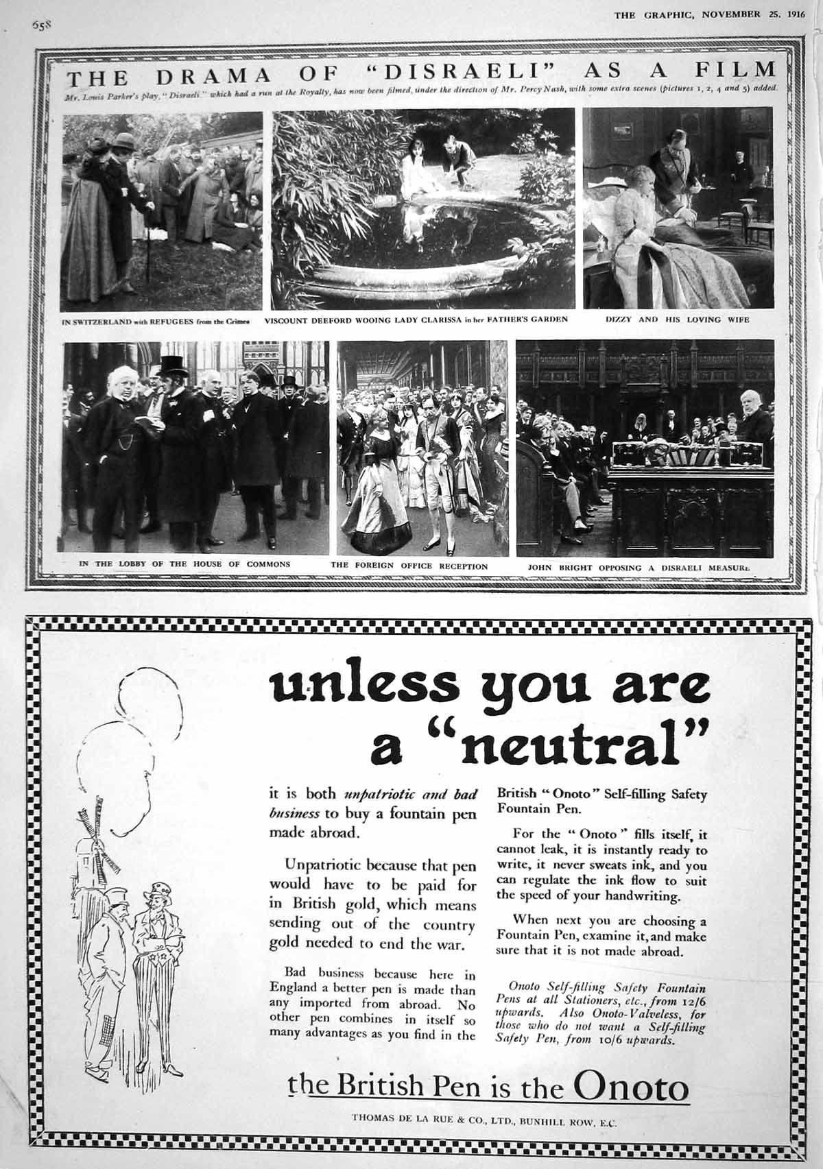 Old 1916 Drama Disraeli Theatre Deeford Clarissa Dizzy Bright Thomas 20th
