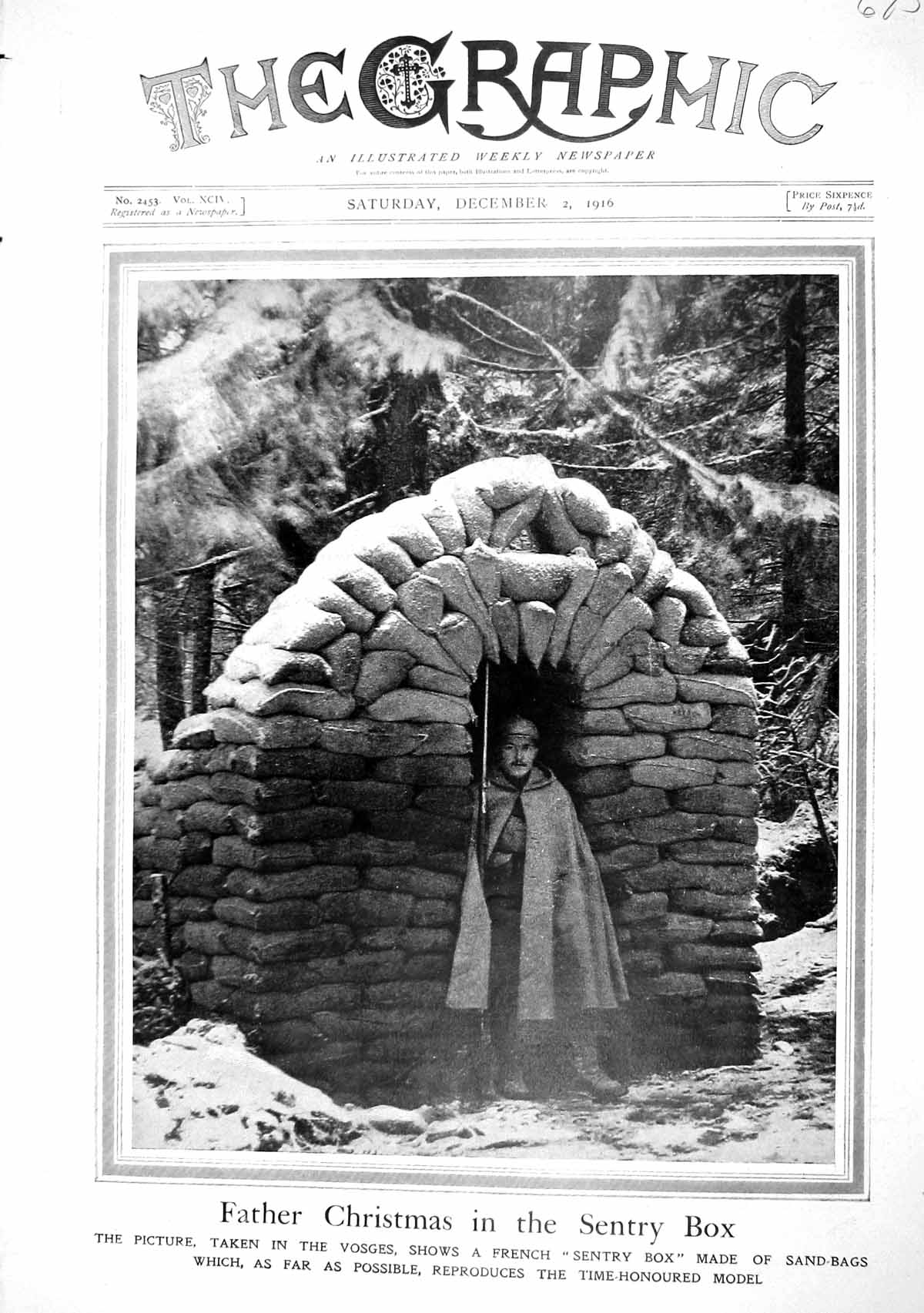 Old 1916 War Christmas Vosges French Sentry Box Sand Bags George Buch 20th