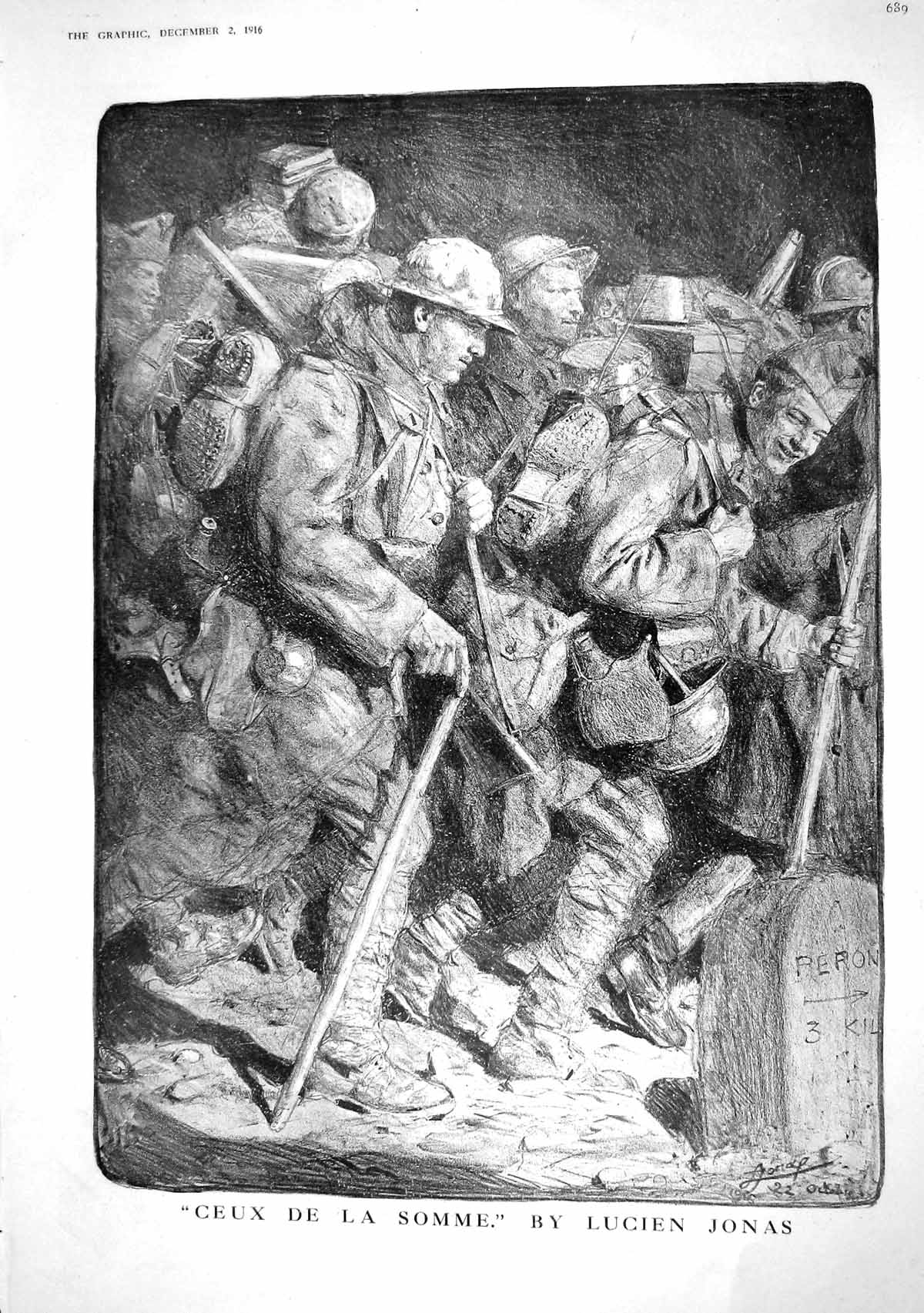 Old Print 1916 War Siers Ceux De La Somme Officer Arranging Billets Fran 20th