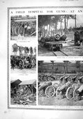 Old Print 1916 Field Hospital War Artillery Howitzers Weapons Siers Whee 20th
