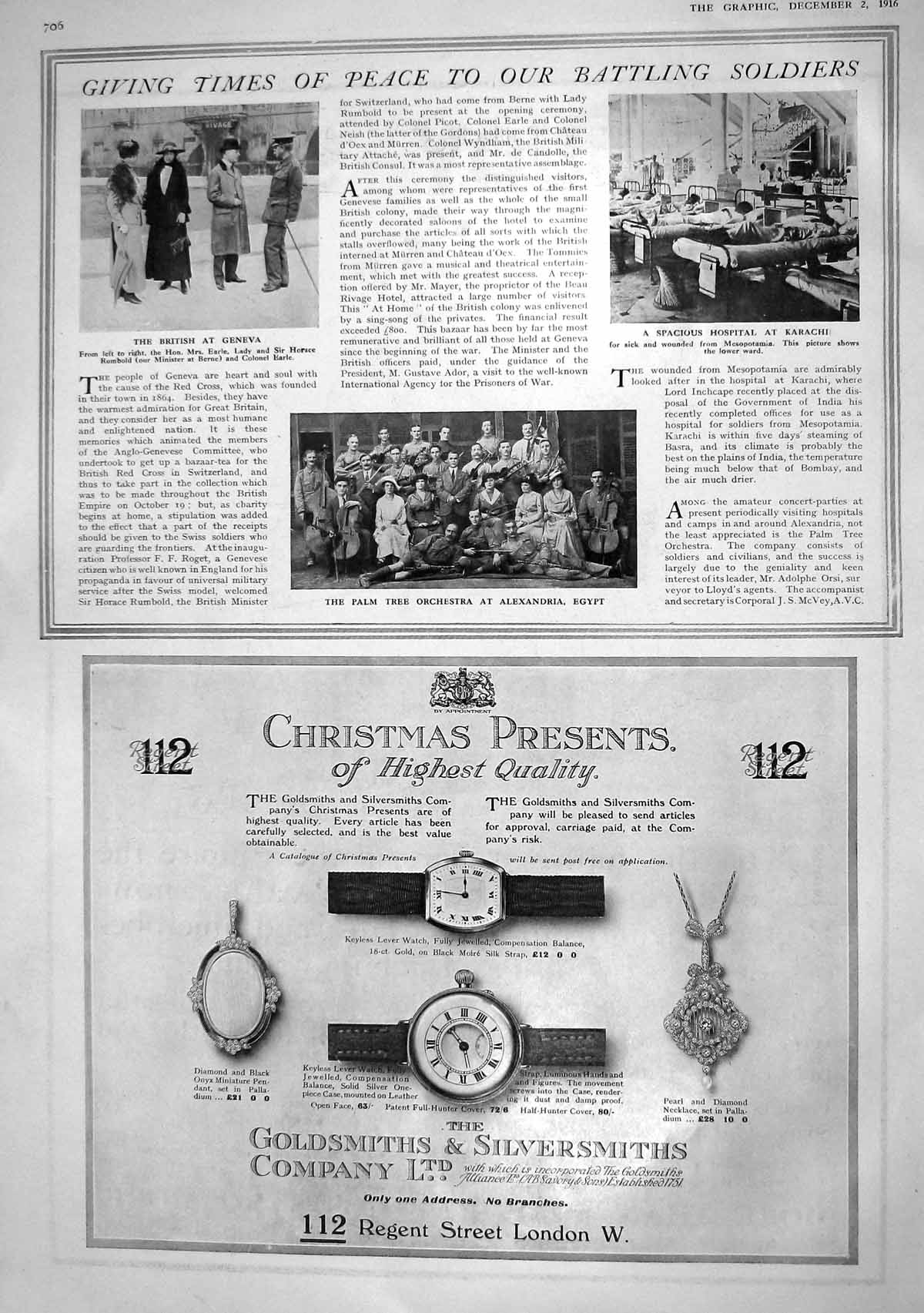 Antique Print 1916 Hospital Karachi Orchestra Alexandria Egypt Earle RumbMa
